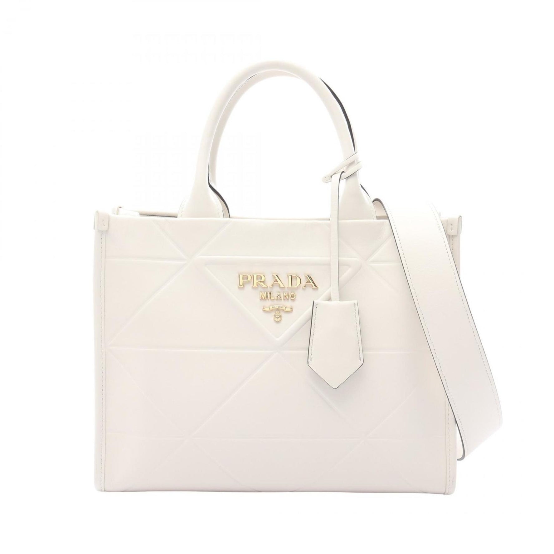 Prada Symbol Topstitched Soft Calf Leather Tote Bag