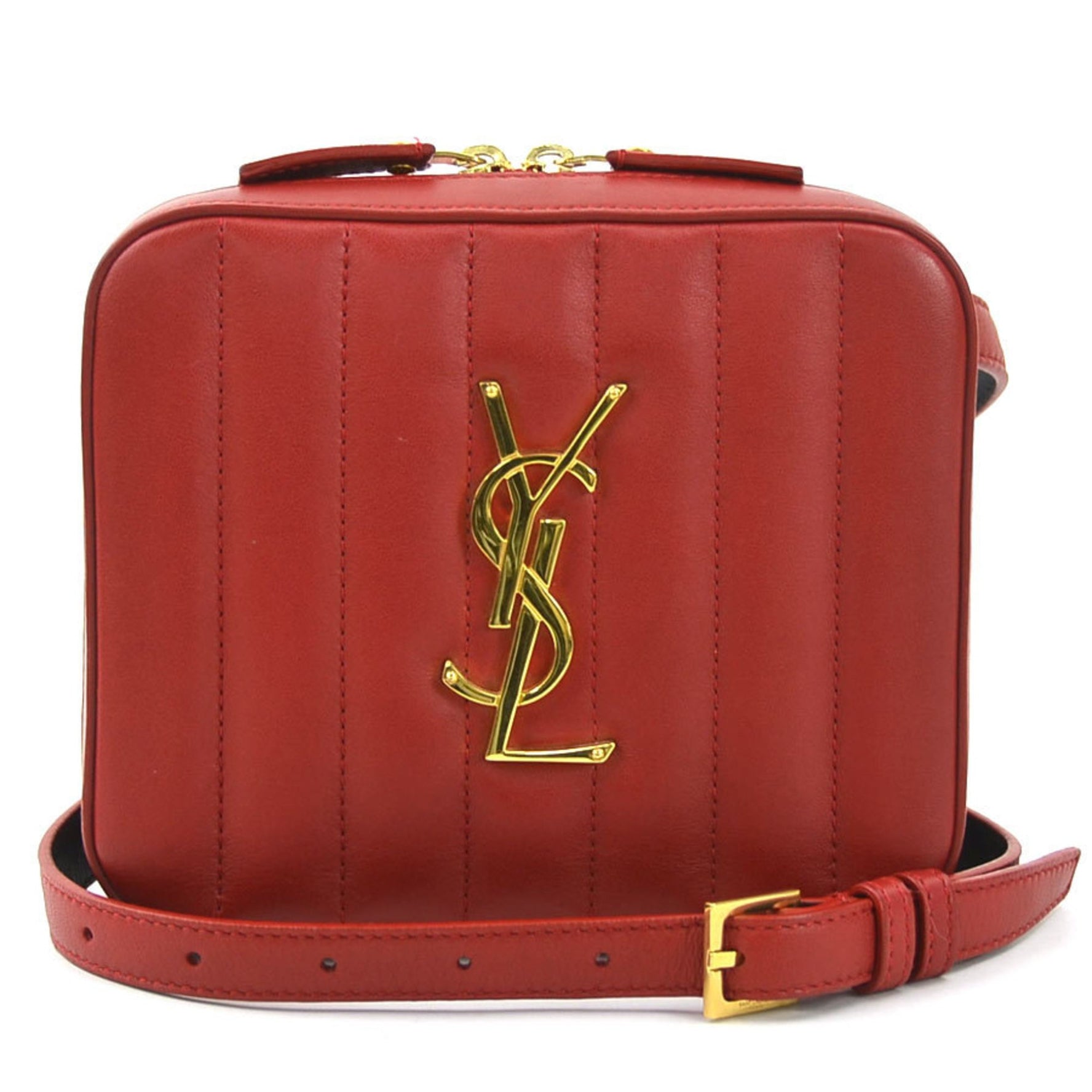 Saint Laurent SAINT LAURENT Waist bag Belt Leather Red Gold Women's e59617a