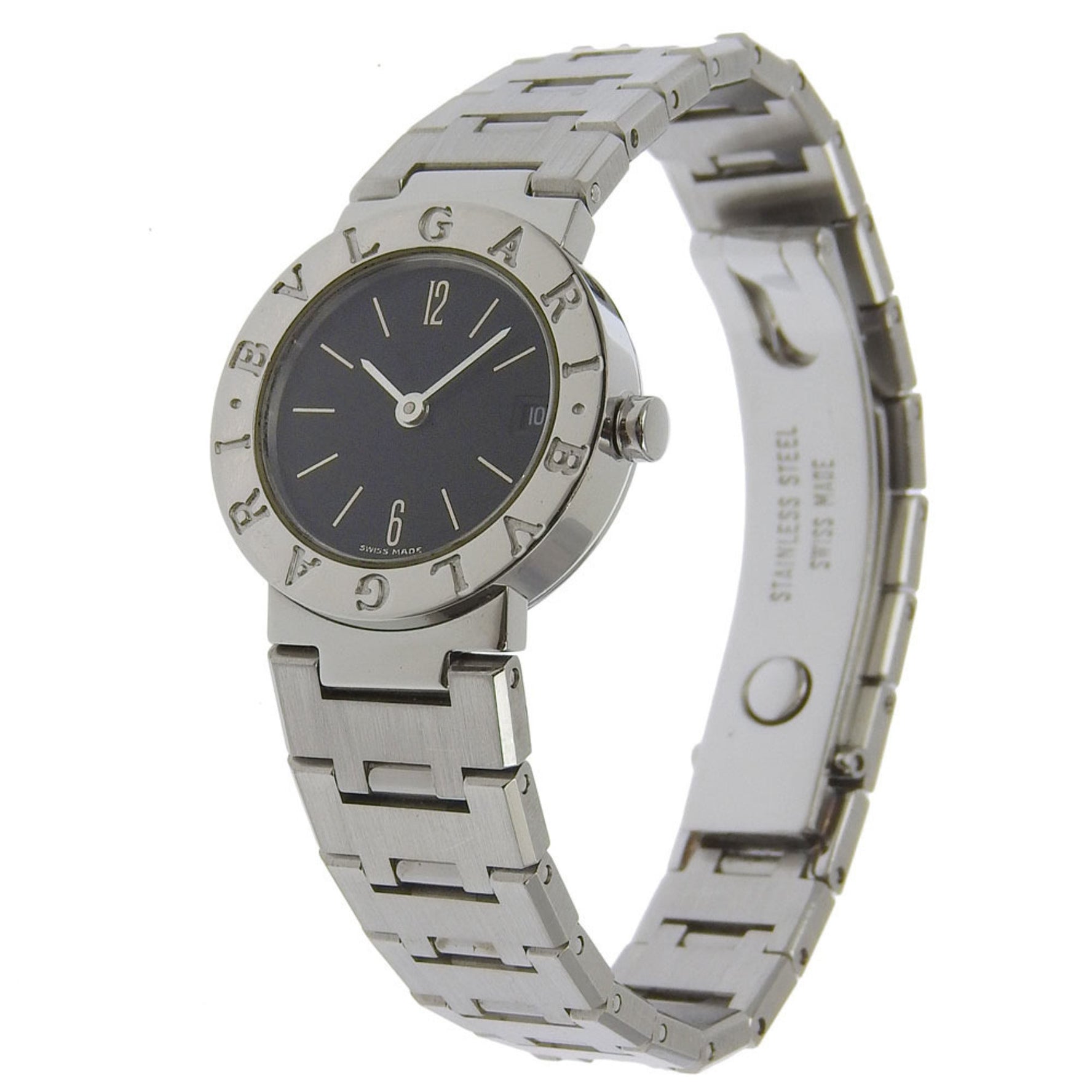 BVLGARI Watch Stainless Steel Quartz Analog Display Black Dial