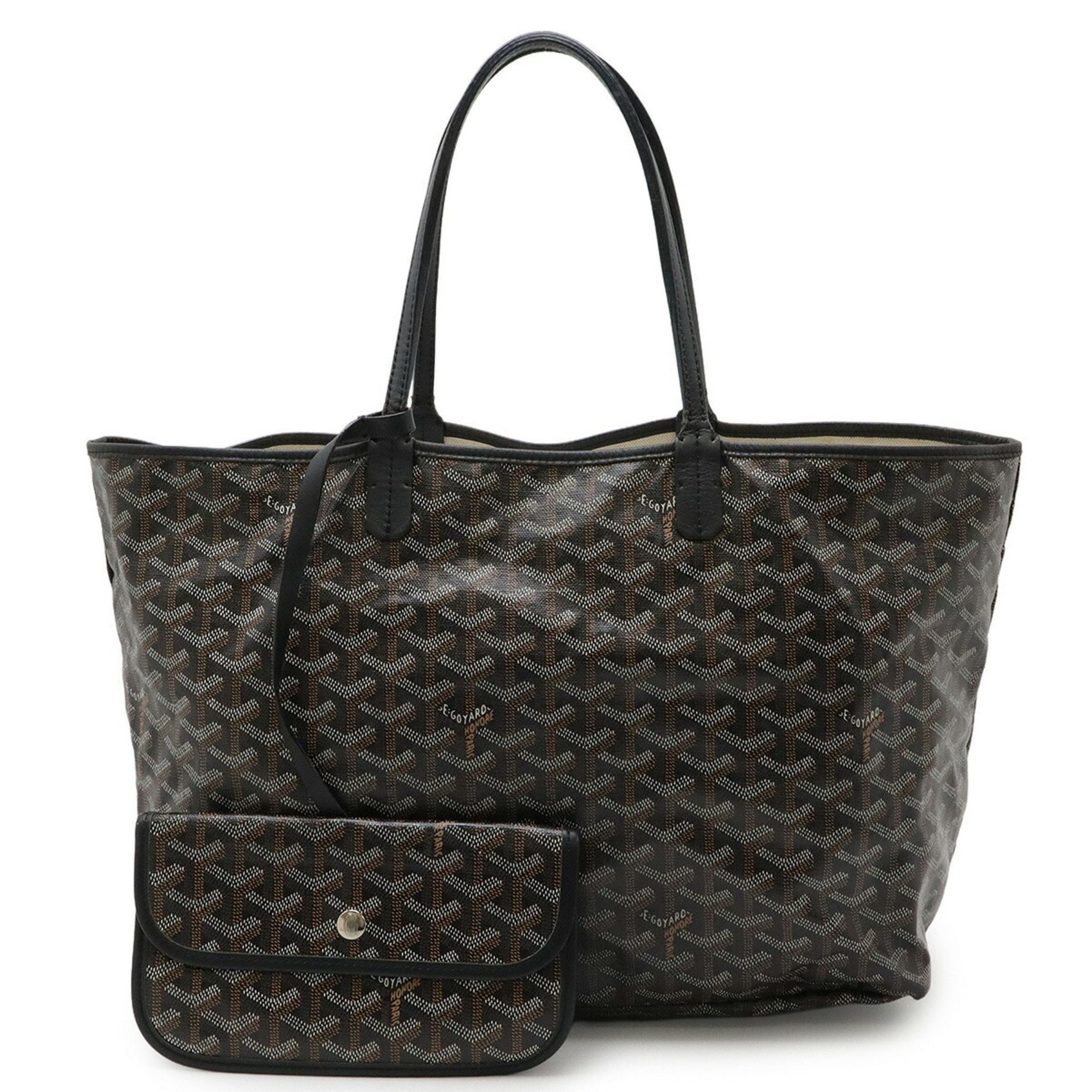 GOYARD Saint Louis PM Tote Bag Shoulder Coated Canvas Leather Black Brown White