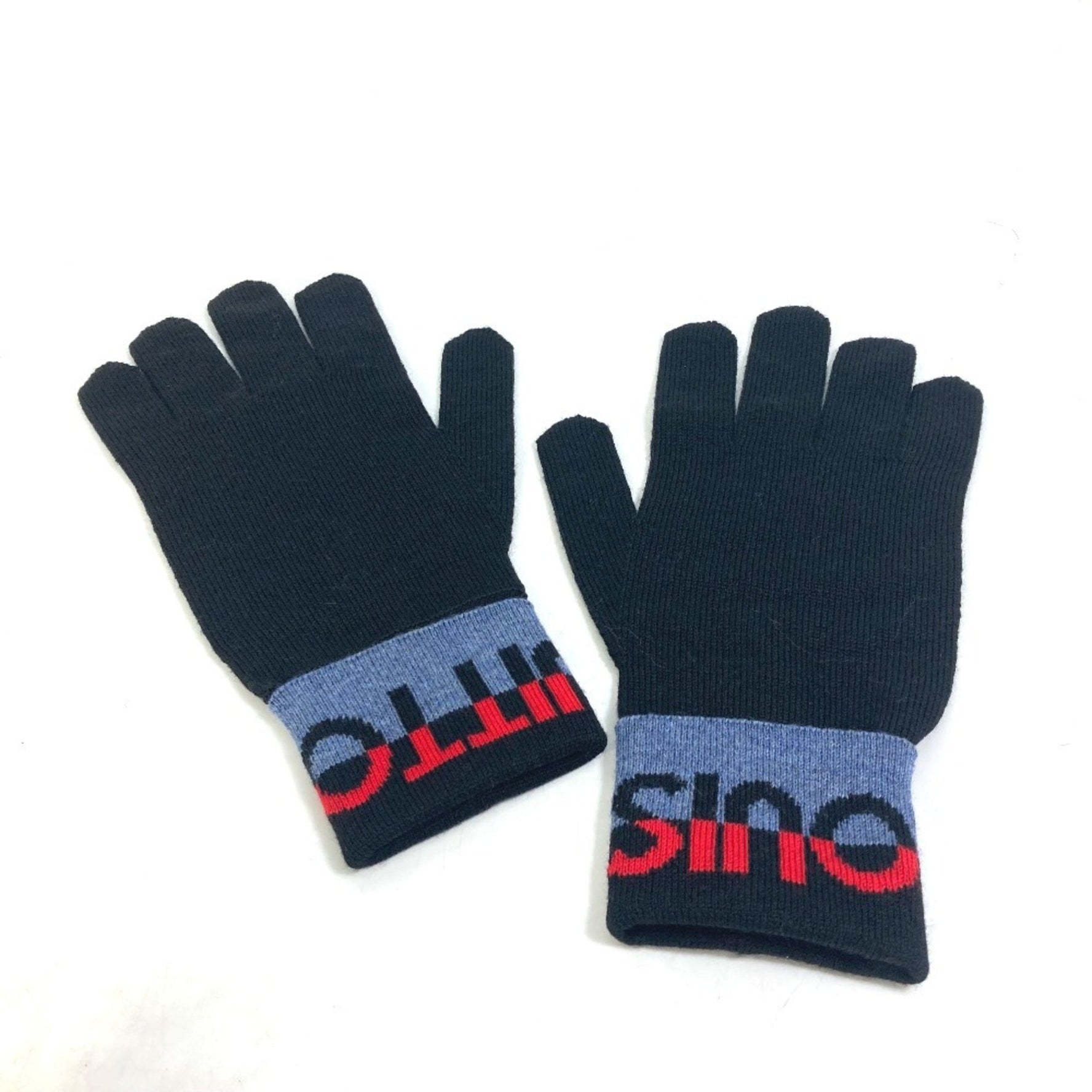 LOUIS VUITTON M71248 Gon LV Horizon Wool Gloves, Men's, Black