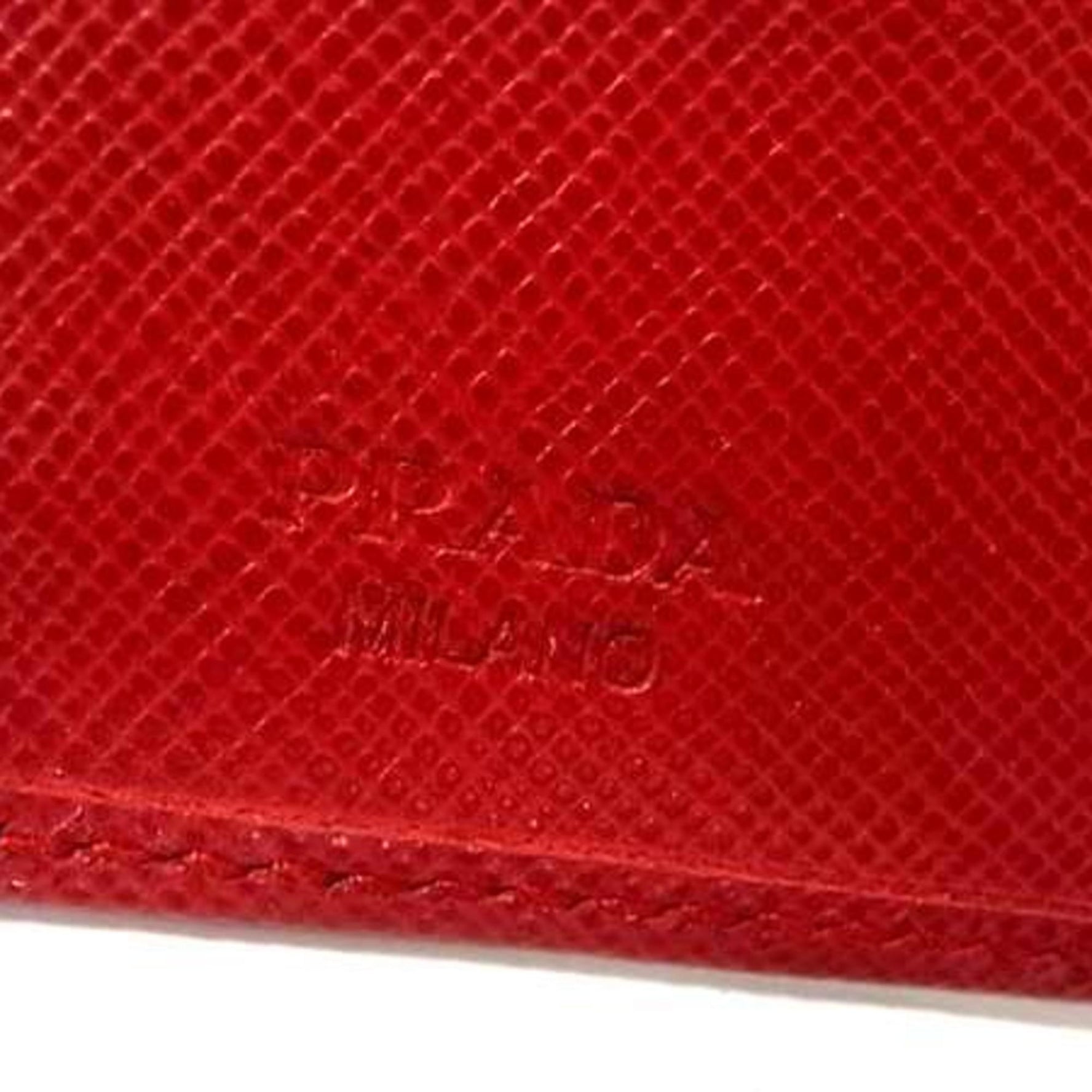 PRADA Tri-fold Wallet in Red Saffiano Leather