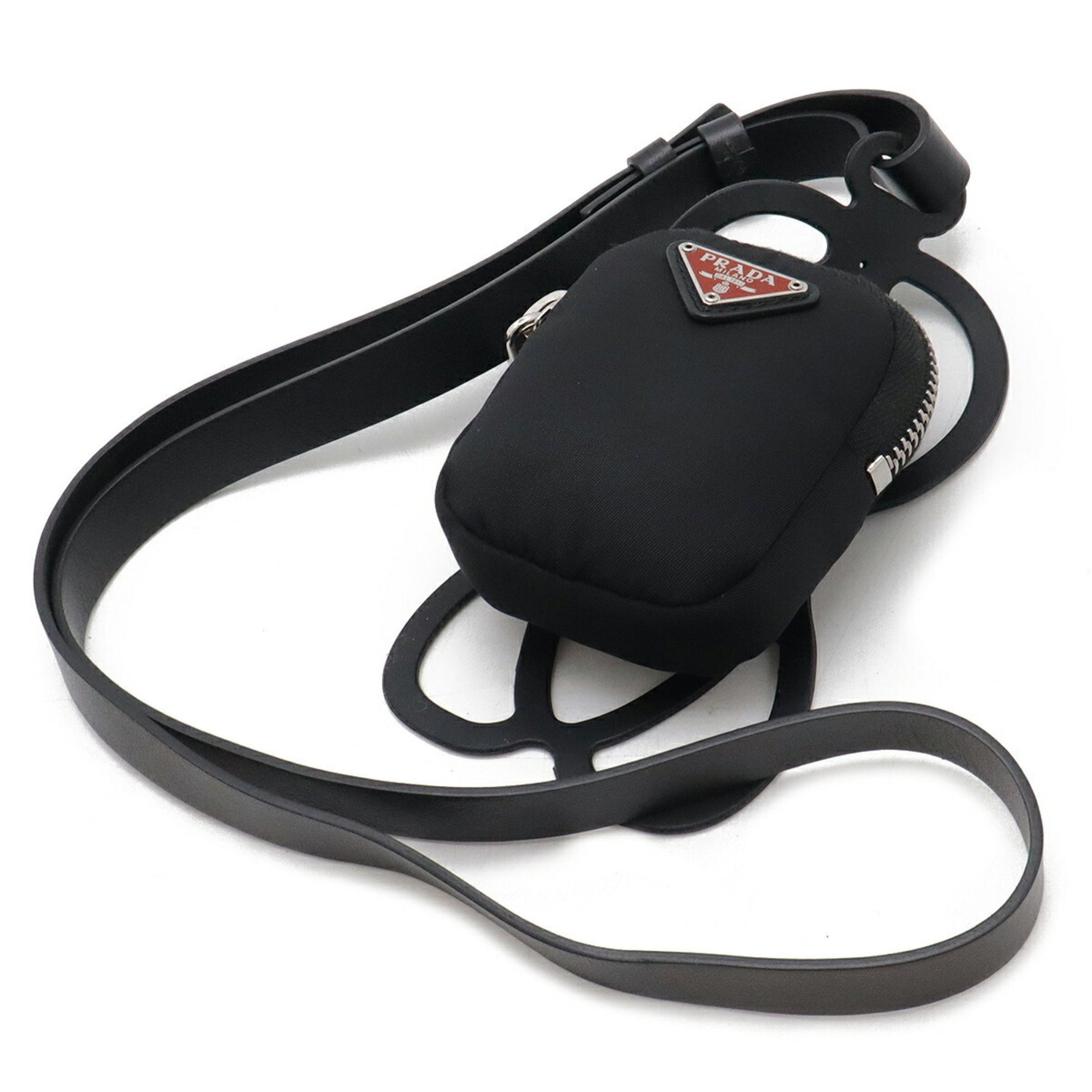 PRADA Prada Smartphone Case, Case Holder, Rubber, Nylon, NERO, Black, Purchased at a domestic boutique, 1ZT001