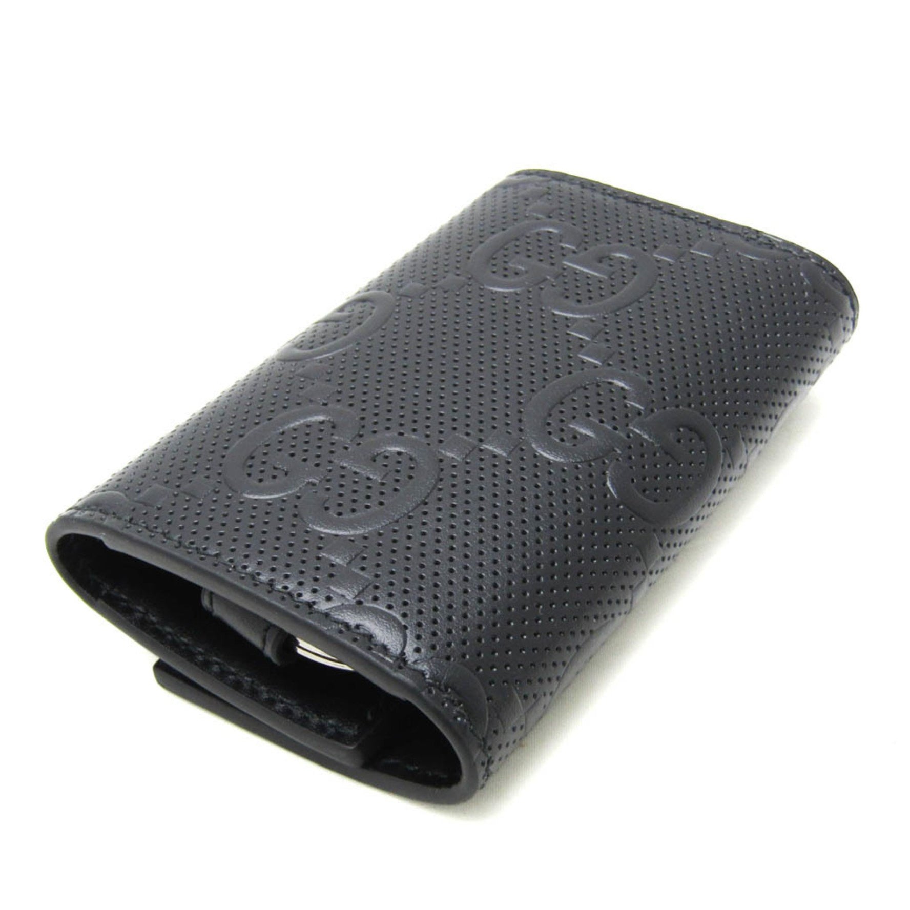 Gucci GG Embossed Men,Women Leather Key Case Black