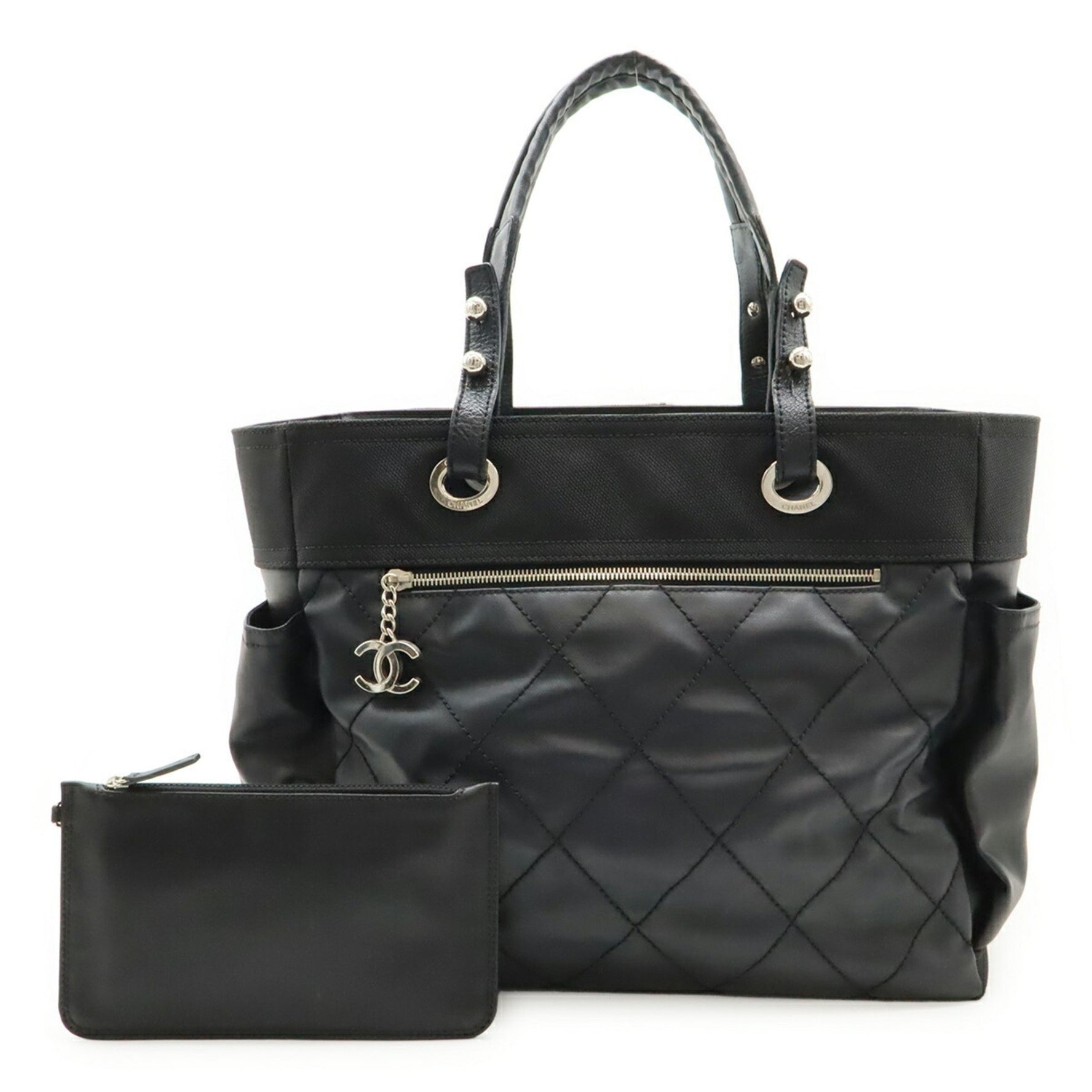 CHANEL Paris Biarritz Tote GM Bag Shoulder Coated Canvas