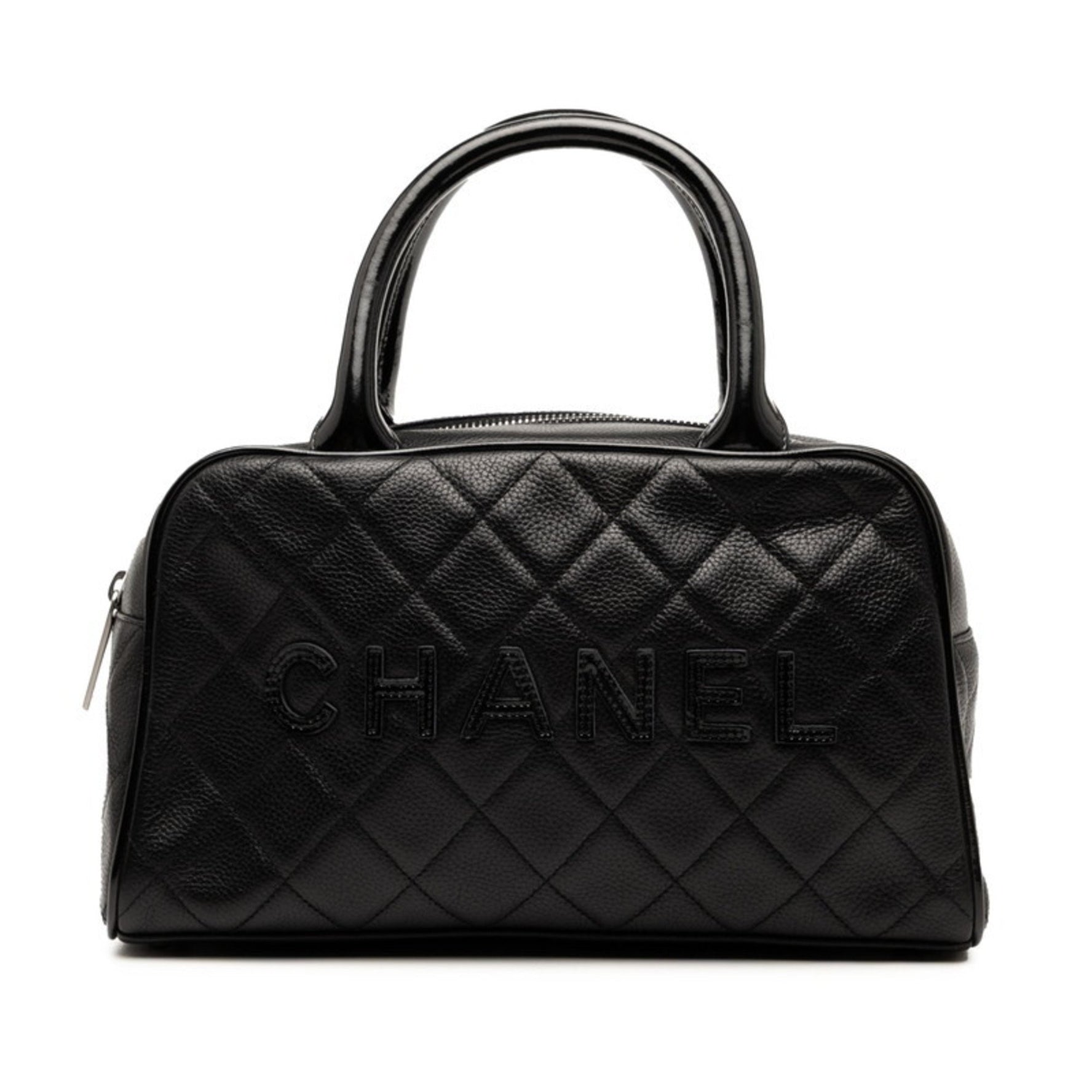 CHANEL Matelasse Mini Boston Bag Caviar Leather Patent