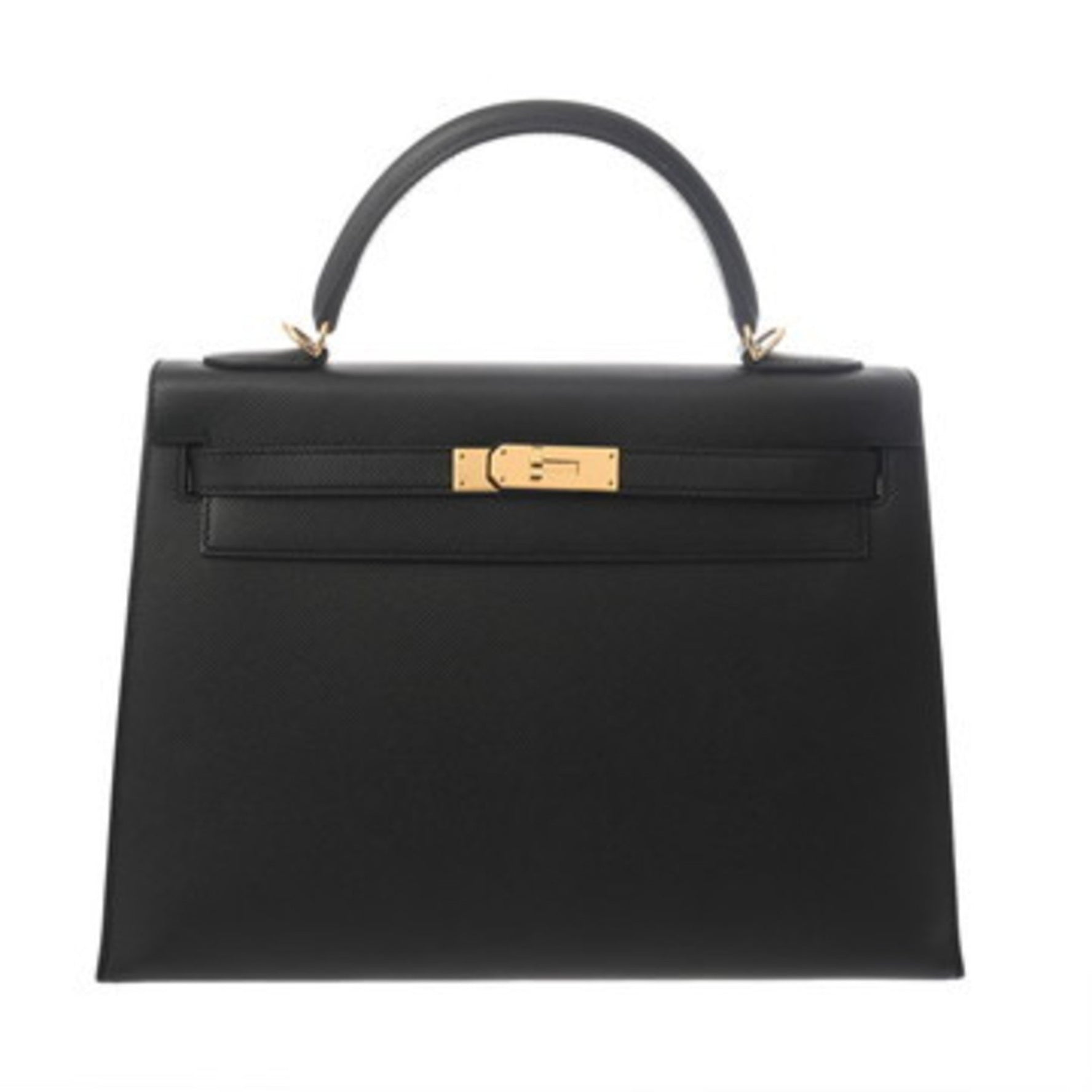 HERMES Kelly 32, Black, Exterior Stitching, A Stamp (circa 2017), Women's Epsom Leather, 2-Way Bag, Rank, Pre-Owned, Ginzo