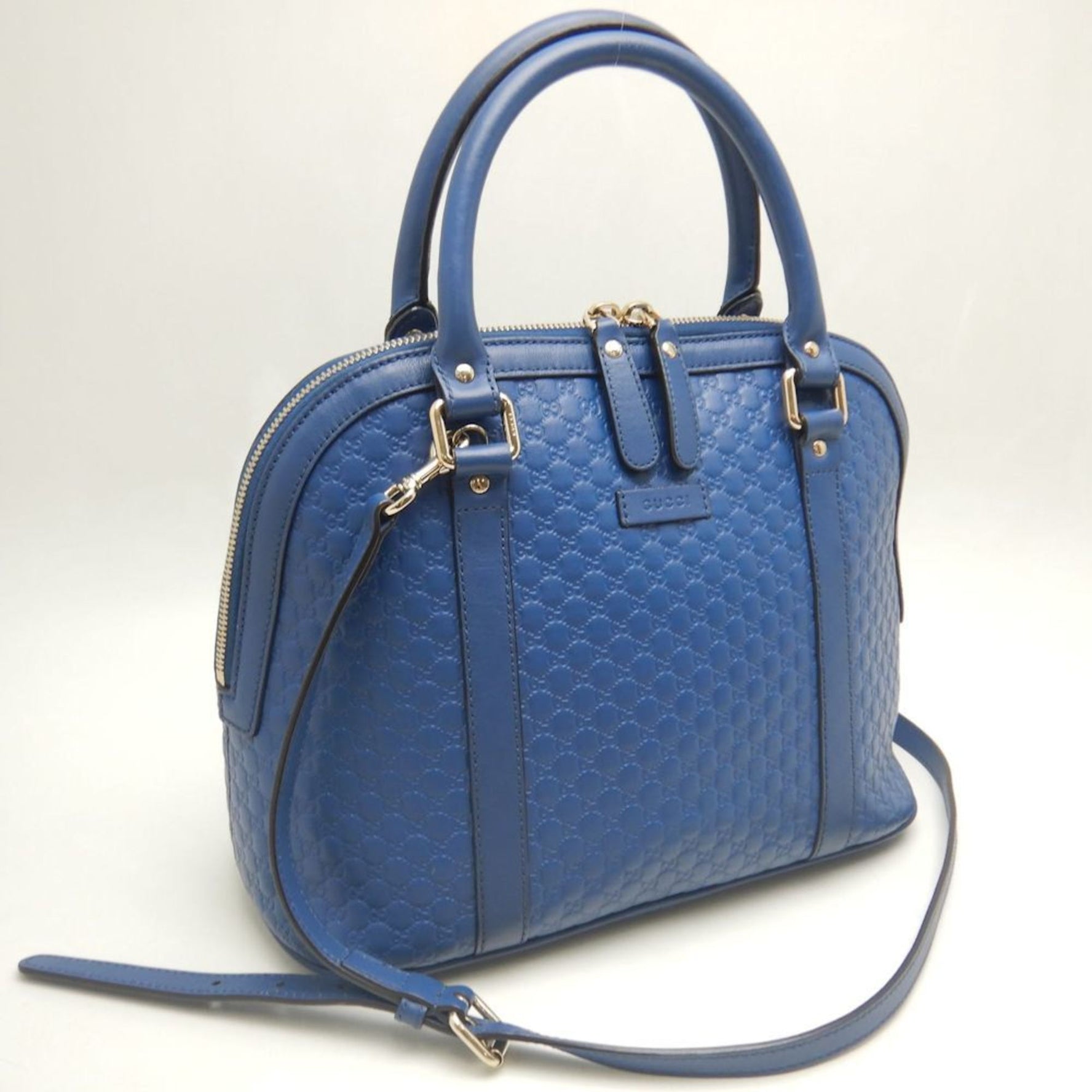 GUCCI Handbag Micro Guccissima Leather Blue Outlet