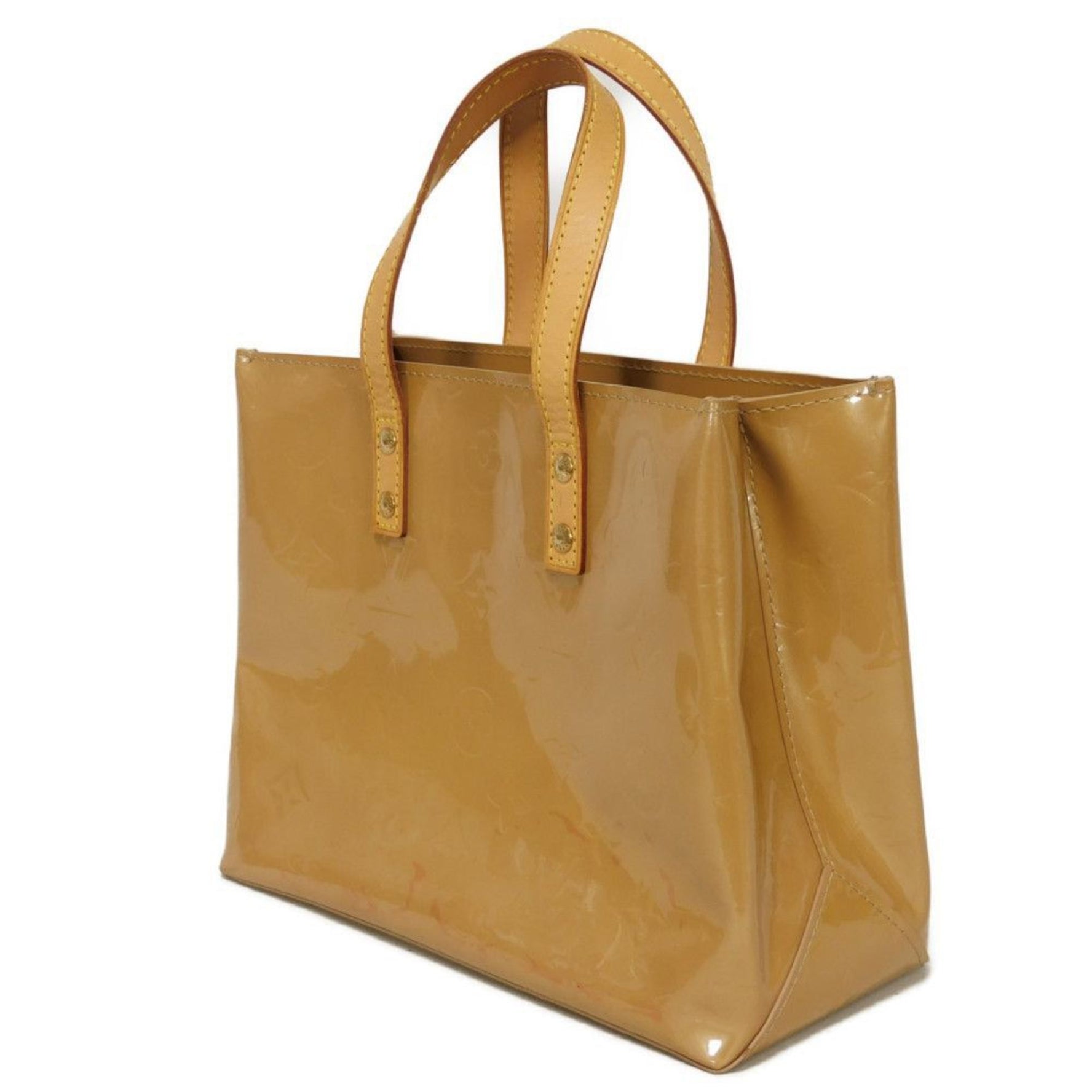 Louis Vuitton Reed PM Tote Bag, LV Flower Patent Handbag, Monogram Vernis Bag