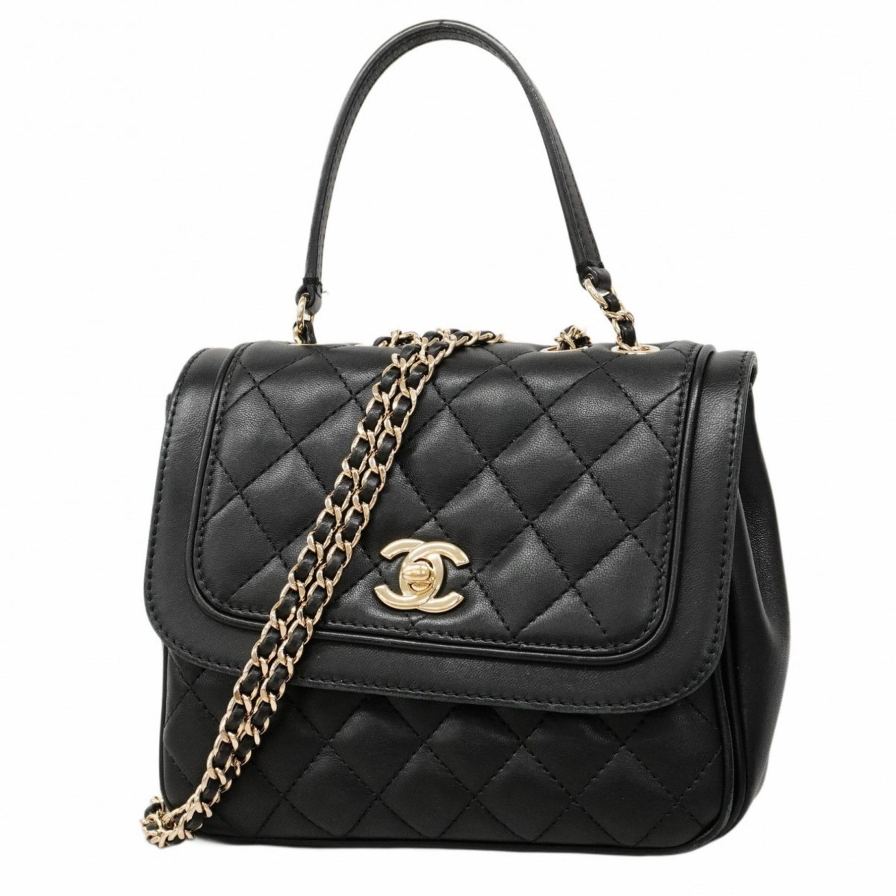 Chanel Shoulder Bag Matelasse W Chain Lambskin Champagne