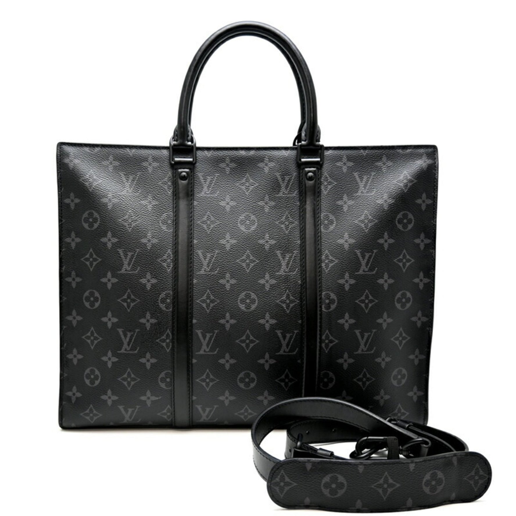 Louis Vuitton Sac Plat Horizontal Zip Bag Monogram Eclipse Black