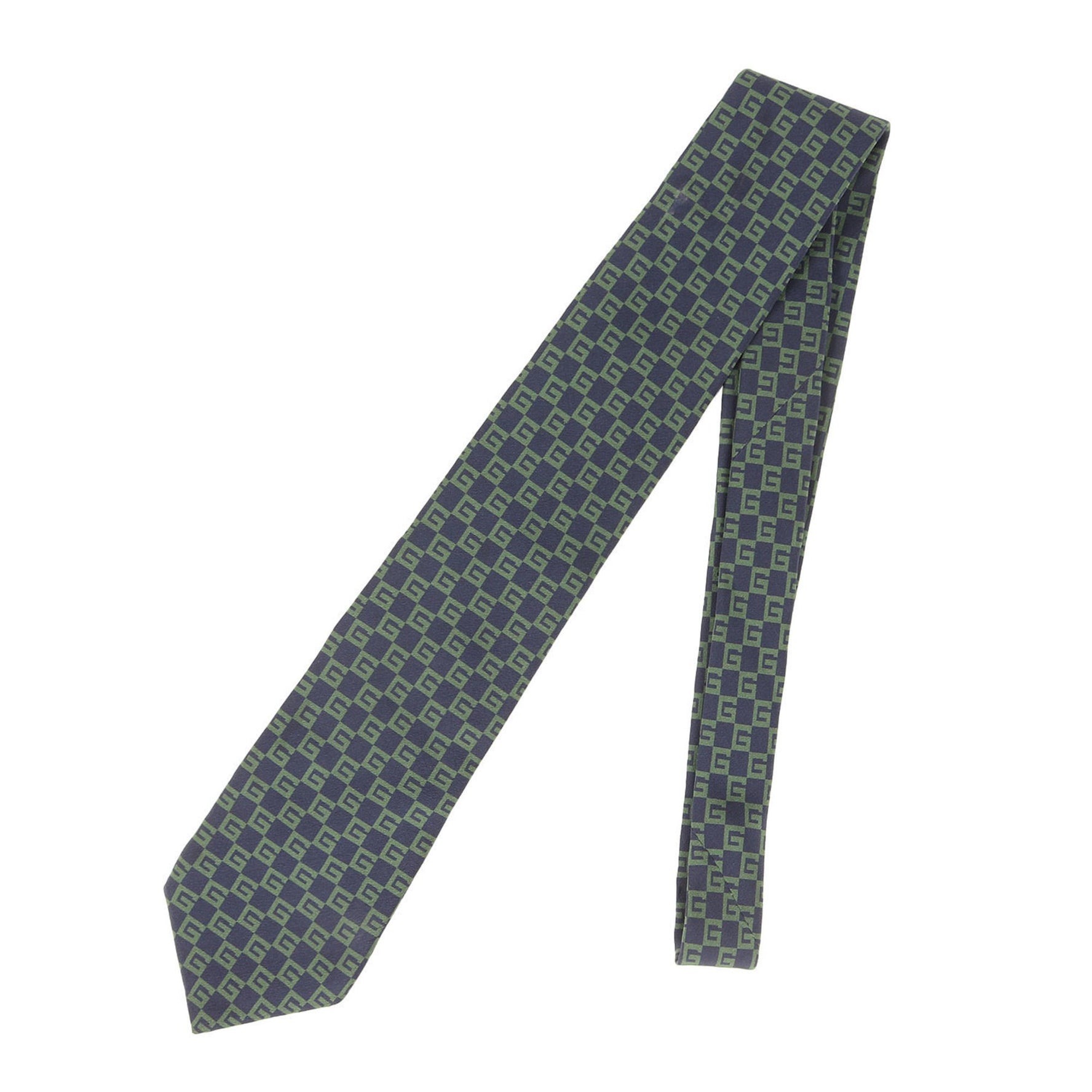 GUCCI G Checkered Silk Tie in Blue