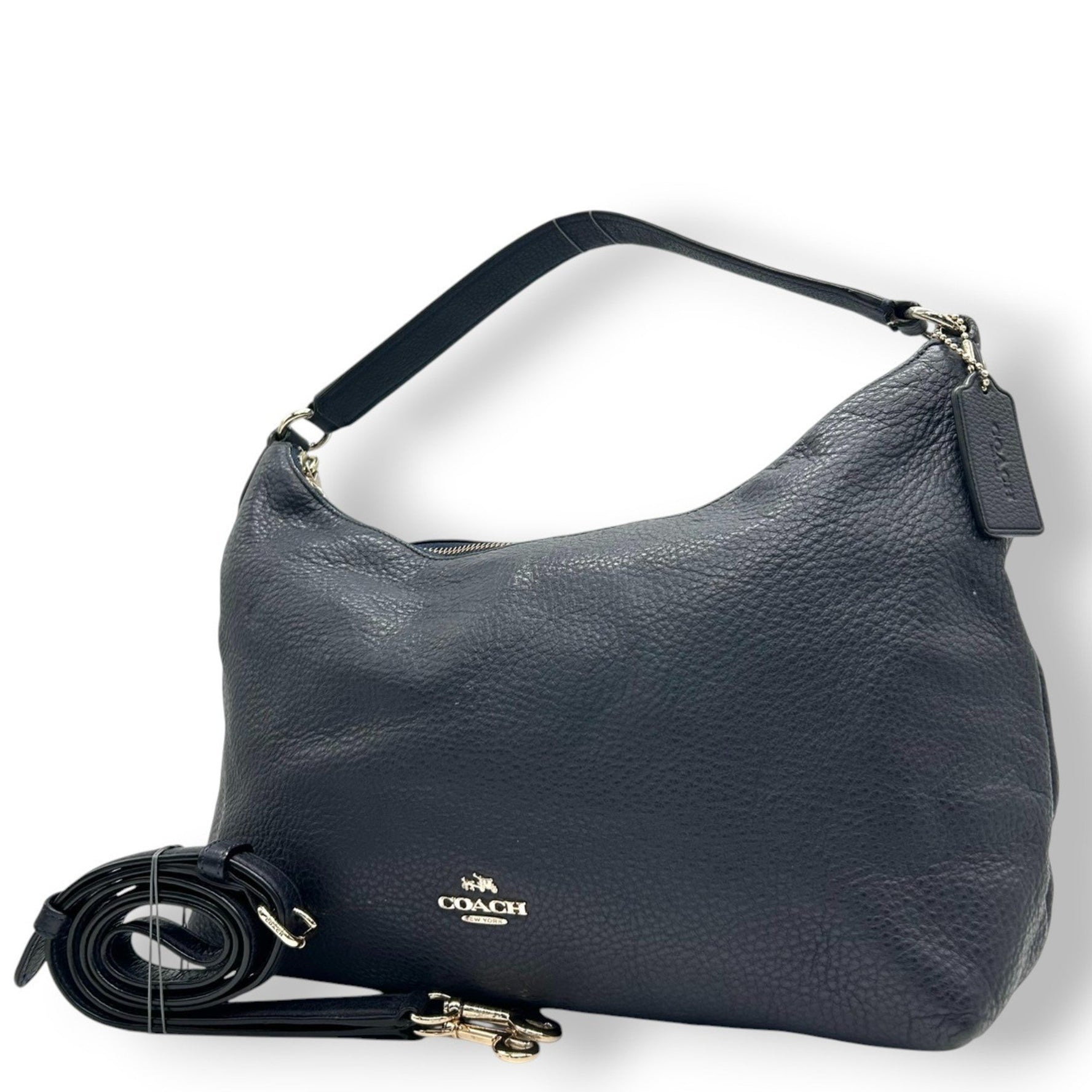 Coach Shoulder Bag/Handbag Pebbled Leather, Blue, Size 45