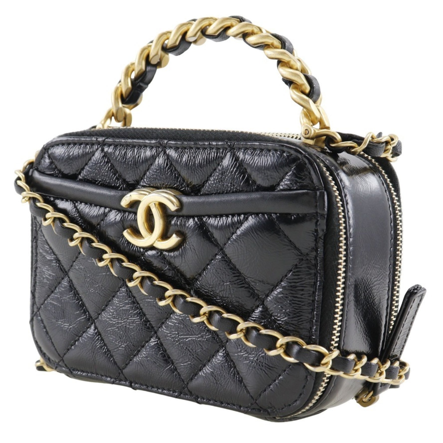 CHANEL Handbag, Matelasse Shoulder Bag, Lambskin, 2020, Black, 2way Mini Women's