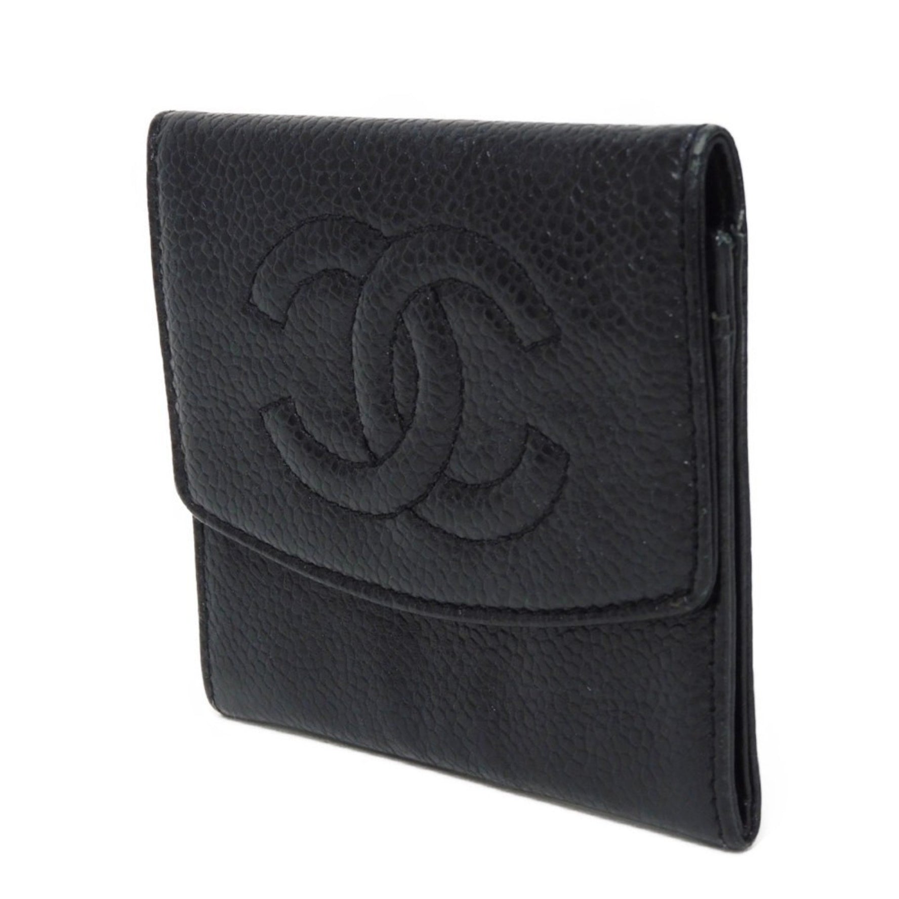 CHANEL coin case compact flap Coco mark CC 3rd series Deca caviar skin black men's women's