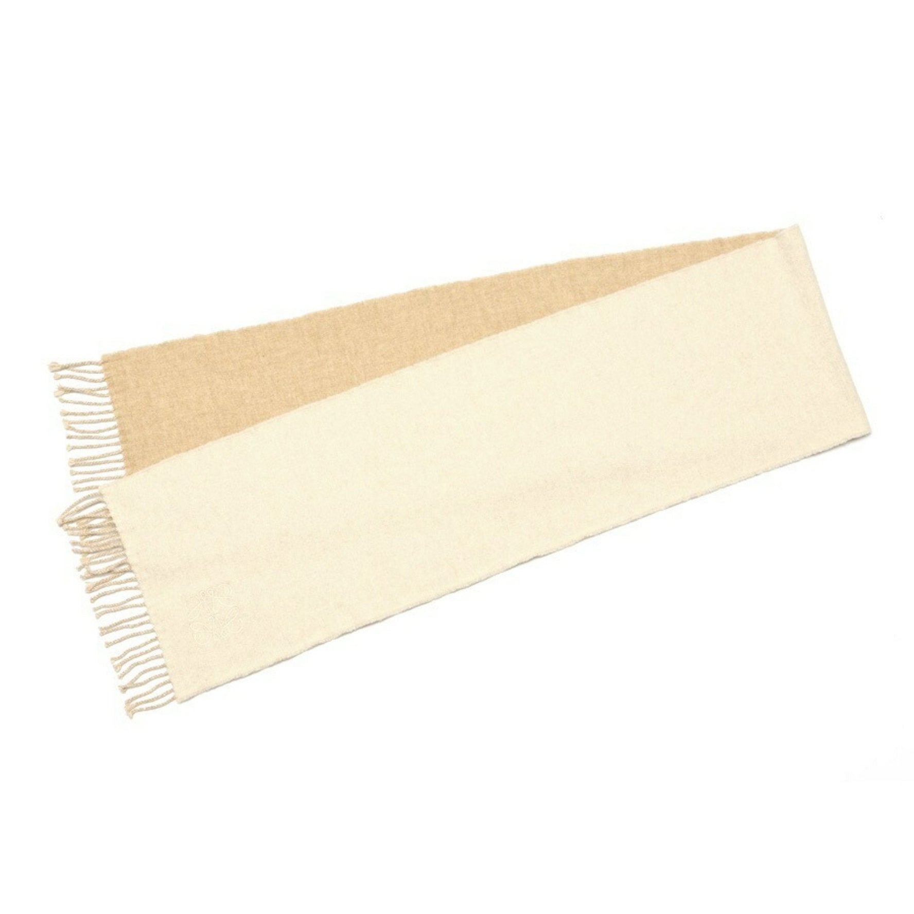 LOEWE Two-Tone Scarf/Muffler Wool Cashmere Ivory Sand (Beige)