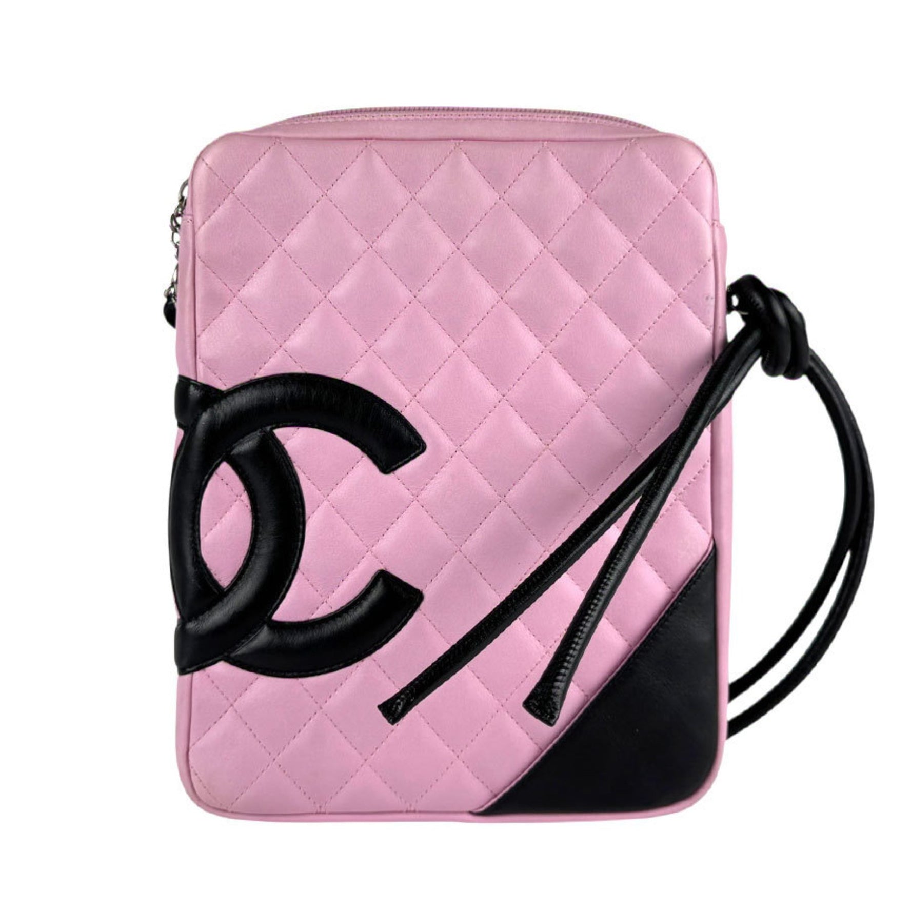 CHANEL Cambon Line Shoulder Bag in Pink, Black, and Silver, Women's, z6482