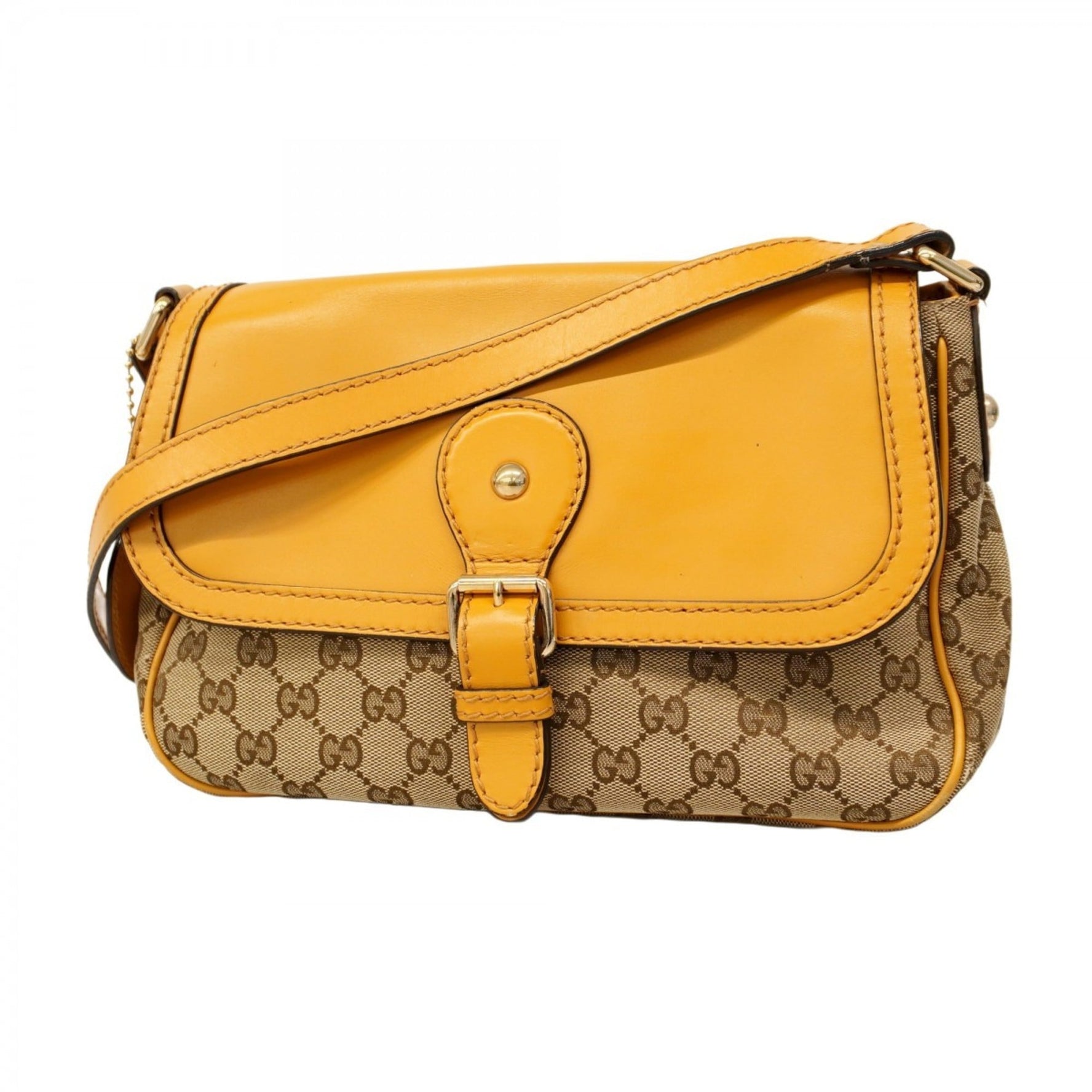 Gucci GG Canvas Shoulder Bag Beige Yellow Champagne