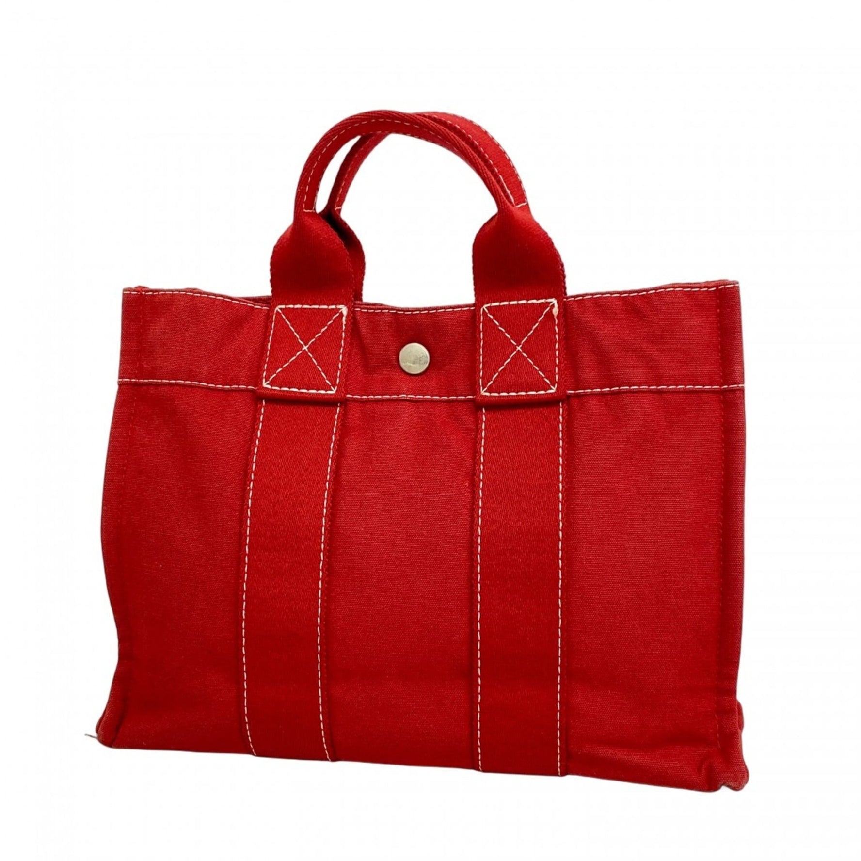 Hermes Deauville PM Canvas Handbag Red
