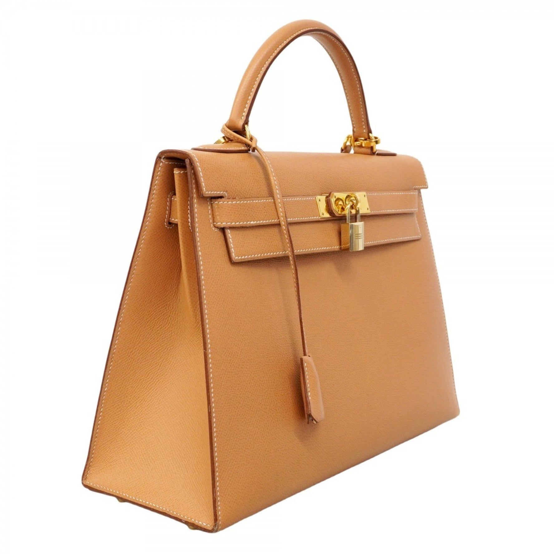 Hermes Hermès Kelly 32 handbag in Couchvel natural sable leather with a Y marking, 2-way bag for women