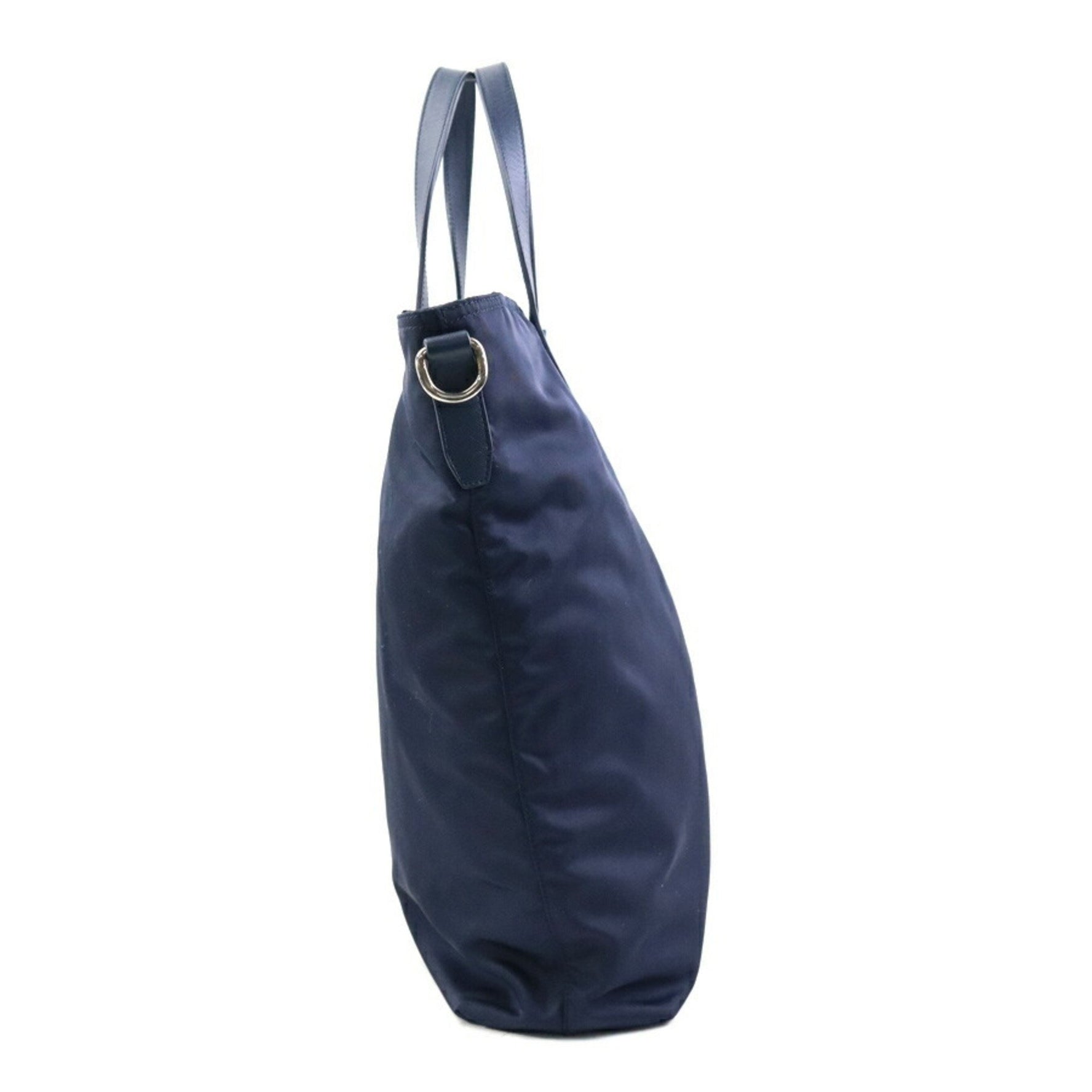 PRADA handbag shoulder bag nylon leather navy men women 90080g