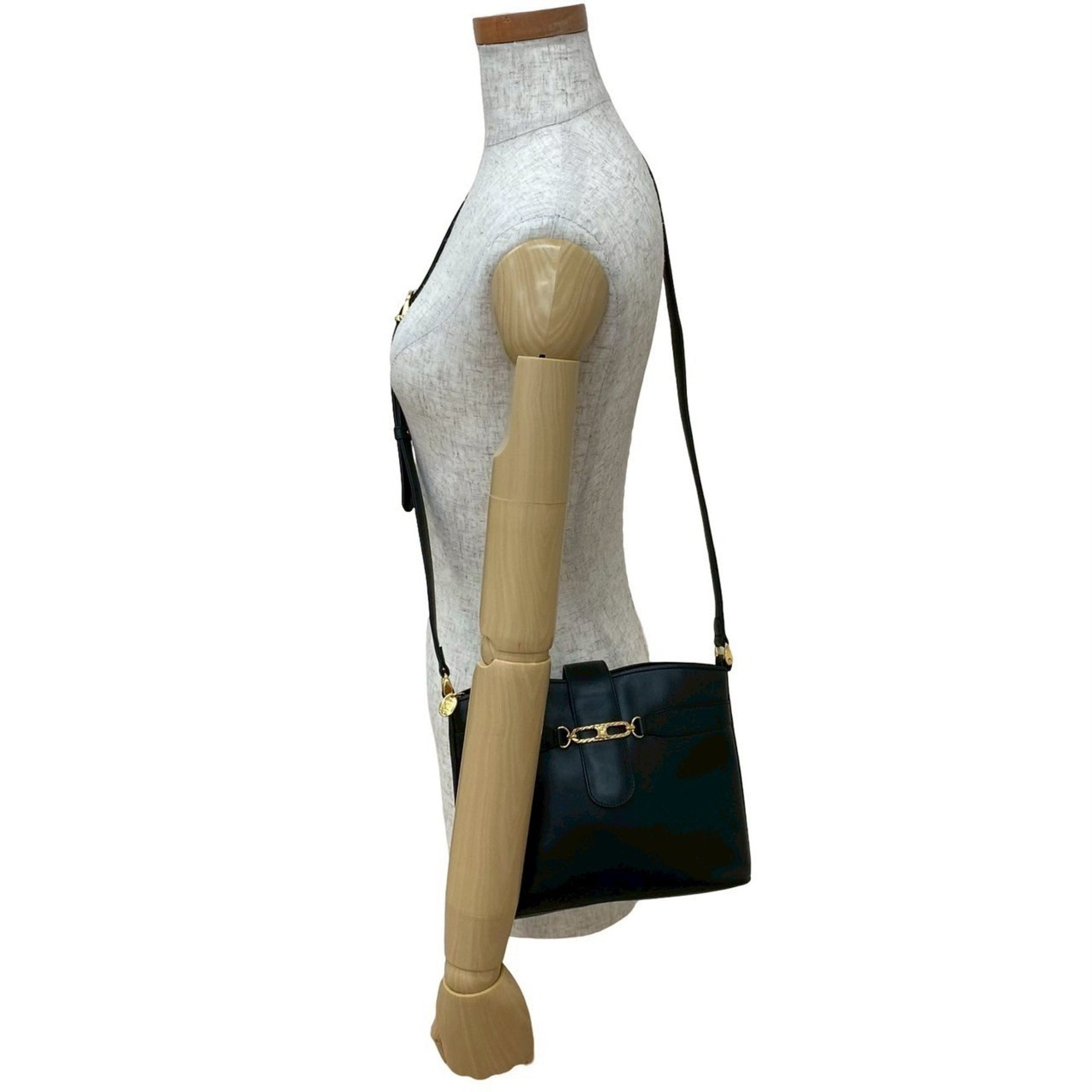 CELINE Triomphe Logo Hardware Leather Shoulder Bag/Pochette/Sacoche