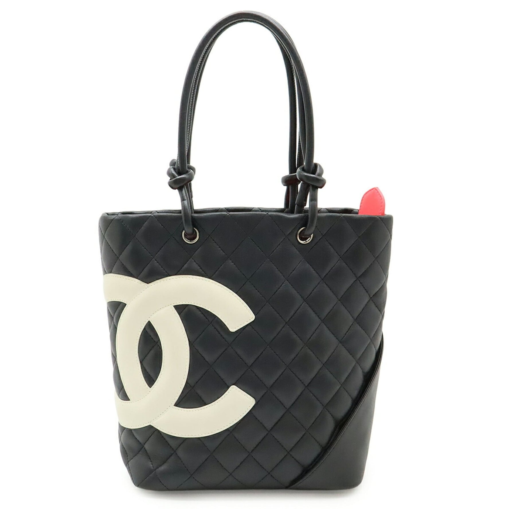 CHANEL Cambon Medium Tote Shoulder Bag in Soft Calfskin, Black and White