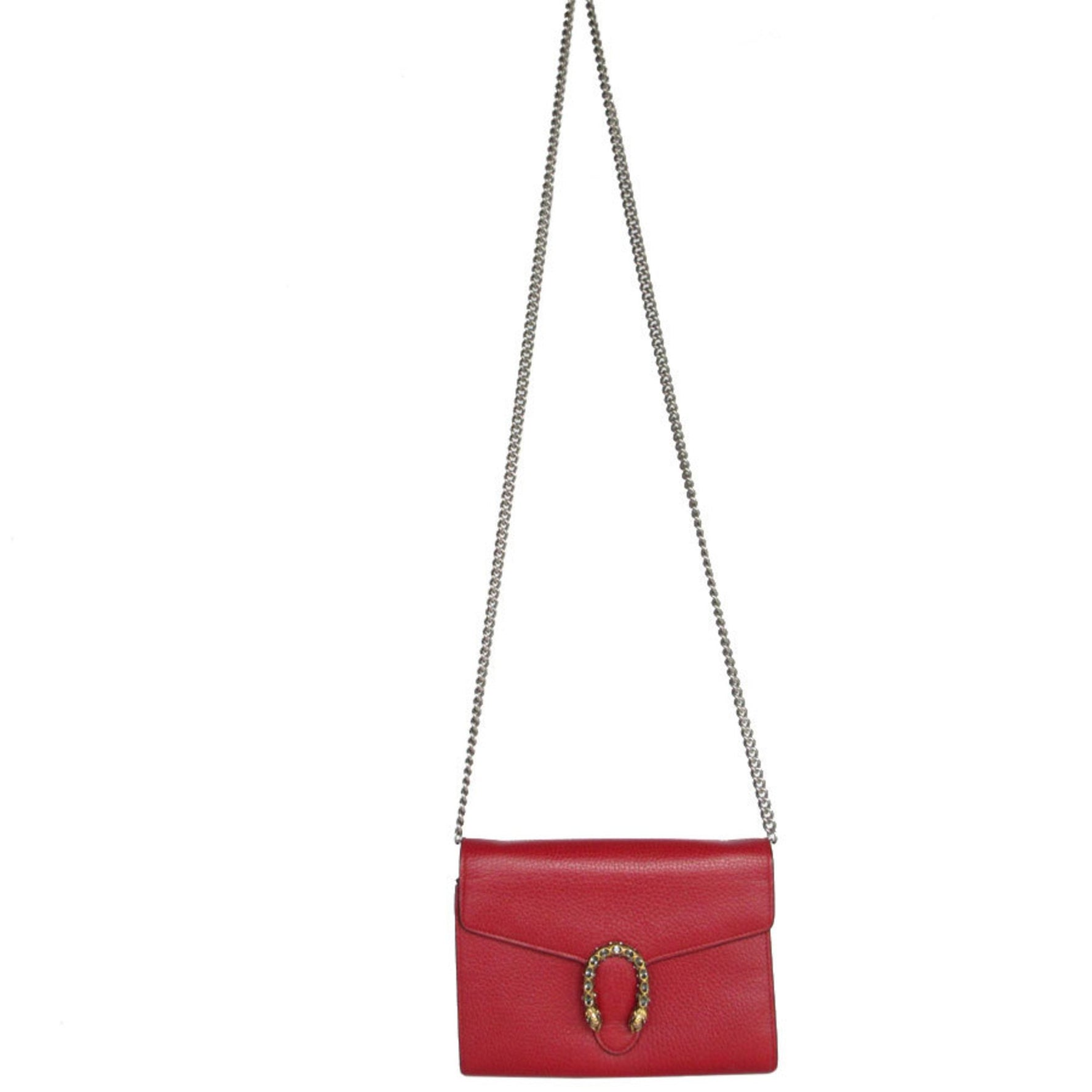 GUCCI Chain Wallet Dionysus Leather Red Women's k0009
