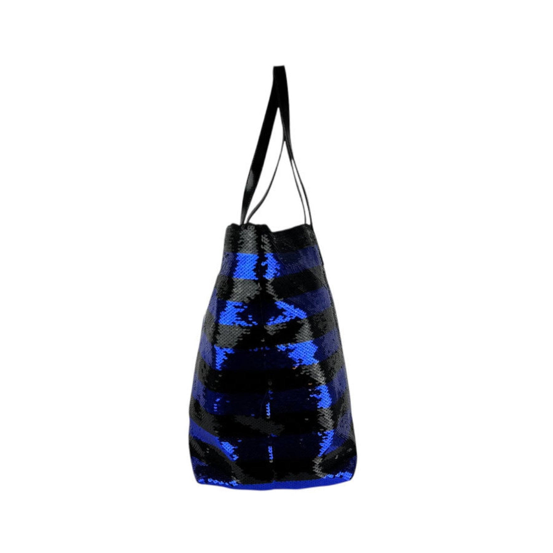 PRADA handbag sequined patent leather black x blue women's BR4727 z4837
