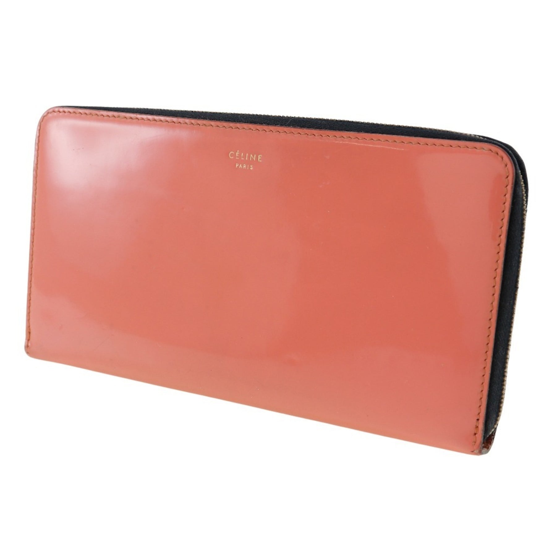 CELINE Round Long Wallet Enamel Zip Around