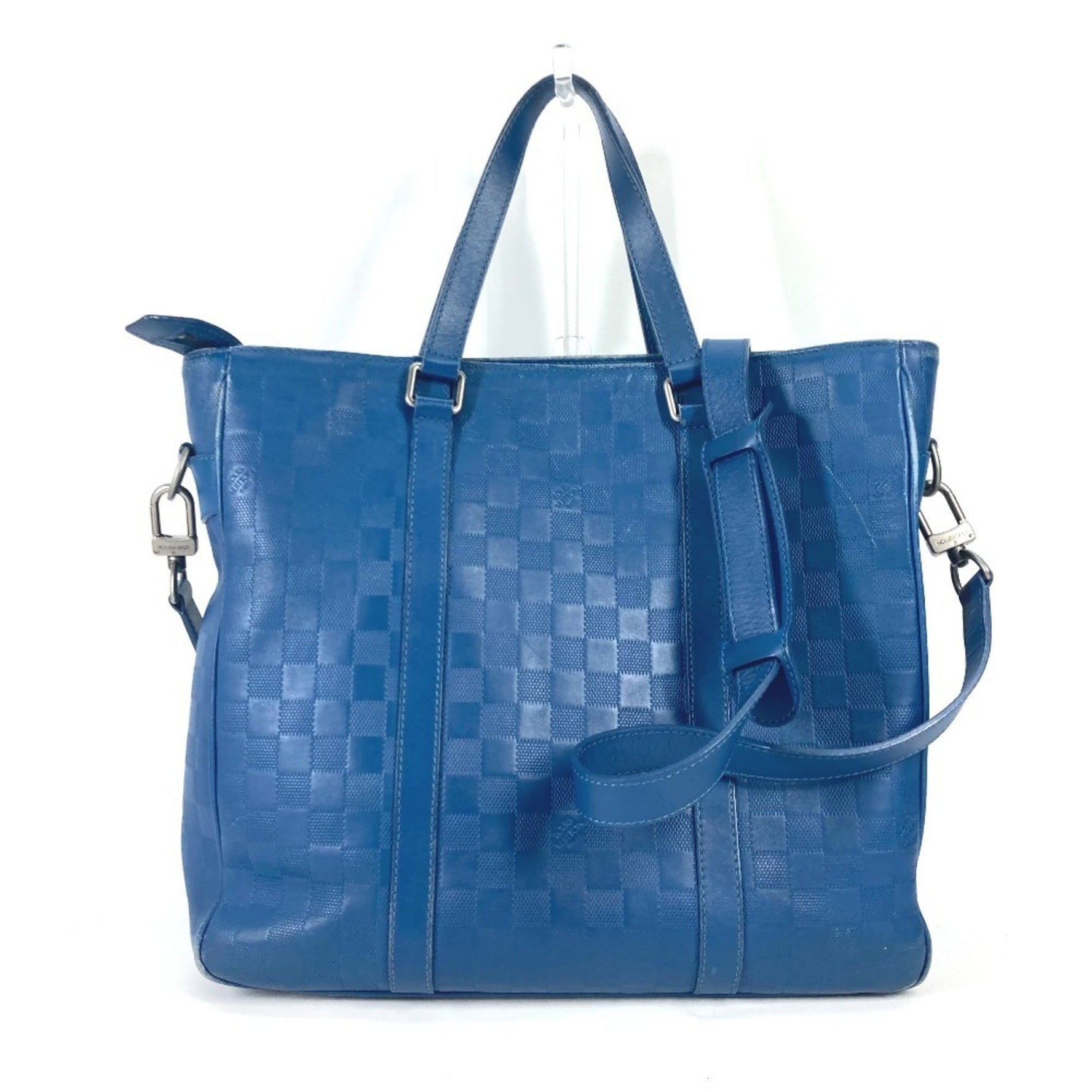 LOUIS VUITTON N41352 Damier Infini Tadao PM 2-Way Shoulder Bag/Tote Bag in Leather, Men's, Neptune Blue