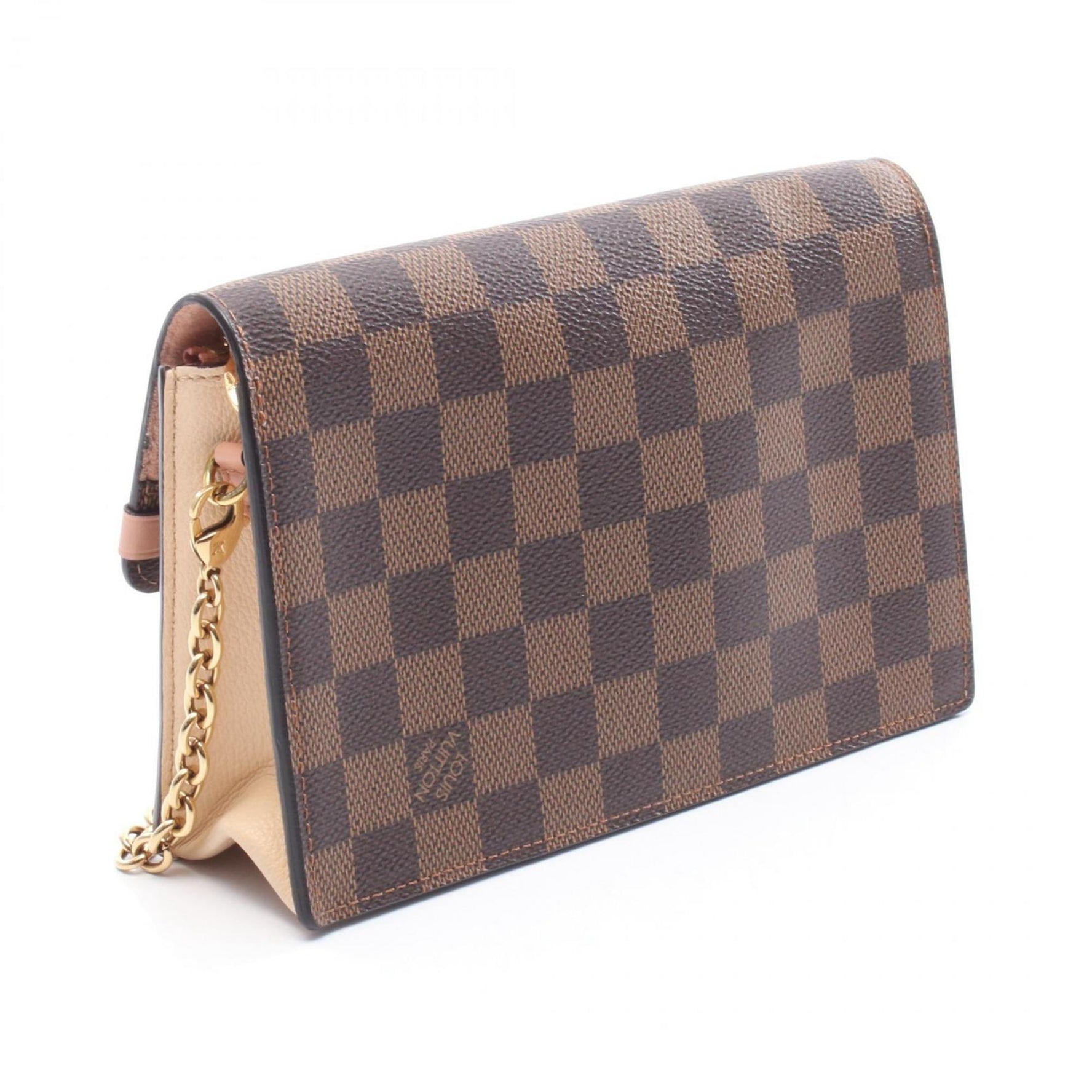 Louis Vuitton Portefeuille Vavin Damier Ebene Creme Shoulder Bag, Coated Canvas and Leather, Brown, Ivory, Pink
