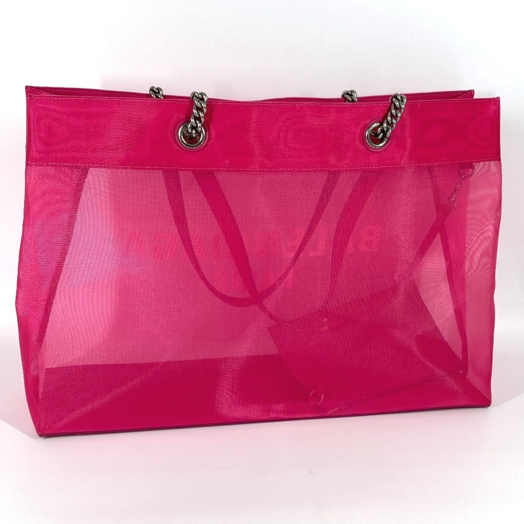 BALENCIAGA Mesh with Pouch DUTY FREE LARGE Logo Shoulder Bag Tote Polyester Lambskin Women's Pink