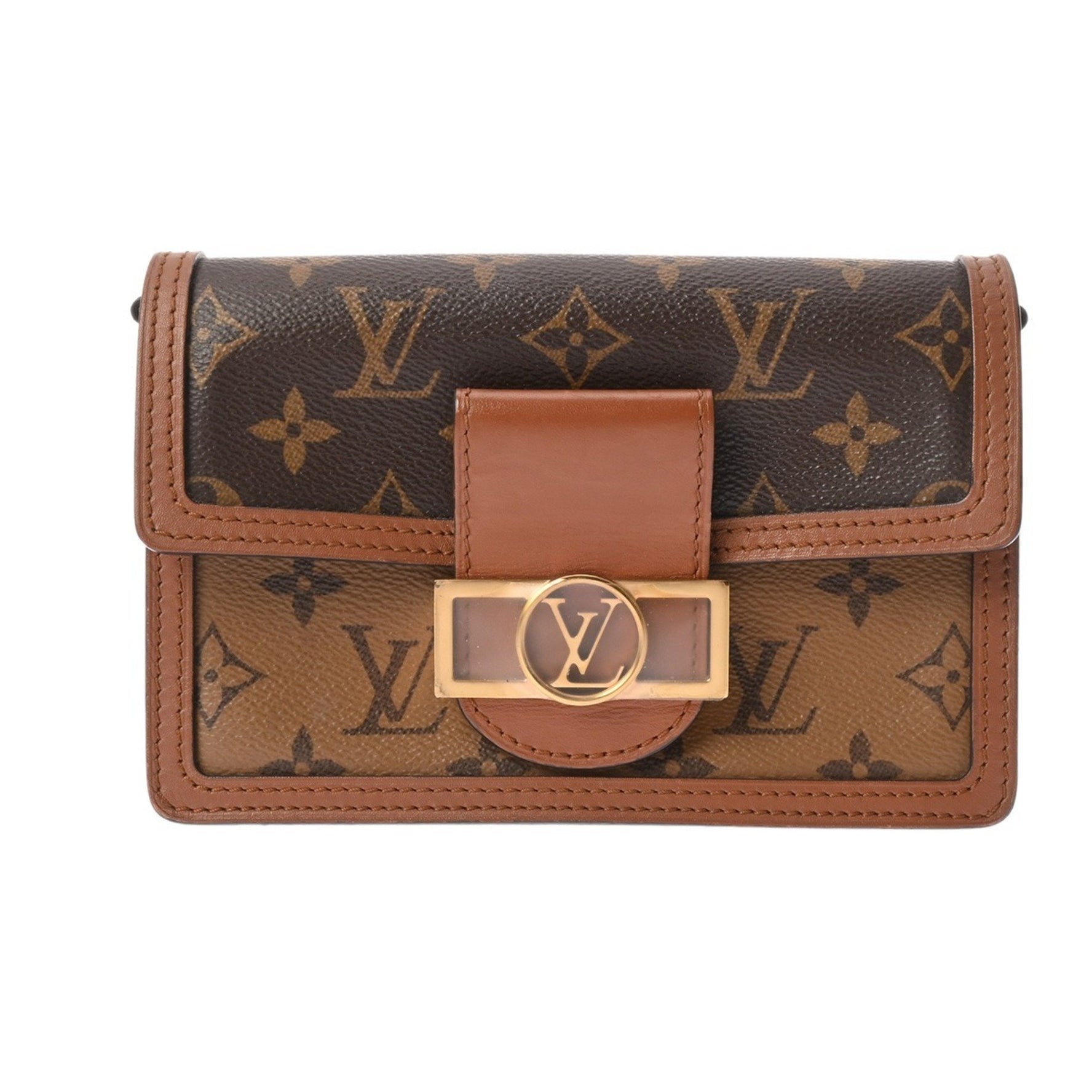 LOUIS VUITTON Monogram Reverse Portefeuille Dauphine Brown Canvas Shoulder Bag, AB Grade, Pre-owned, Ginzo