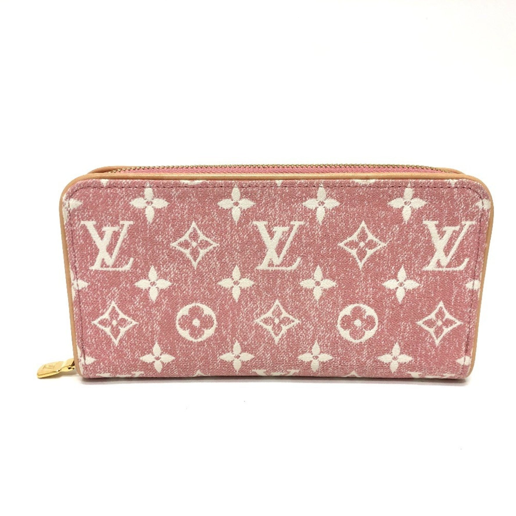 LOUIS VUITTON M81182 Monogram Denim Zippy Wallet, Round Zipper Long Denim, Women's, Pink