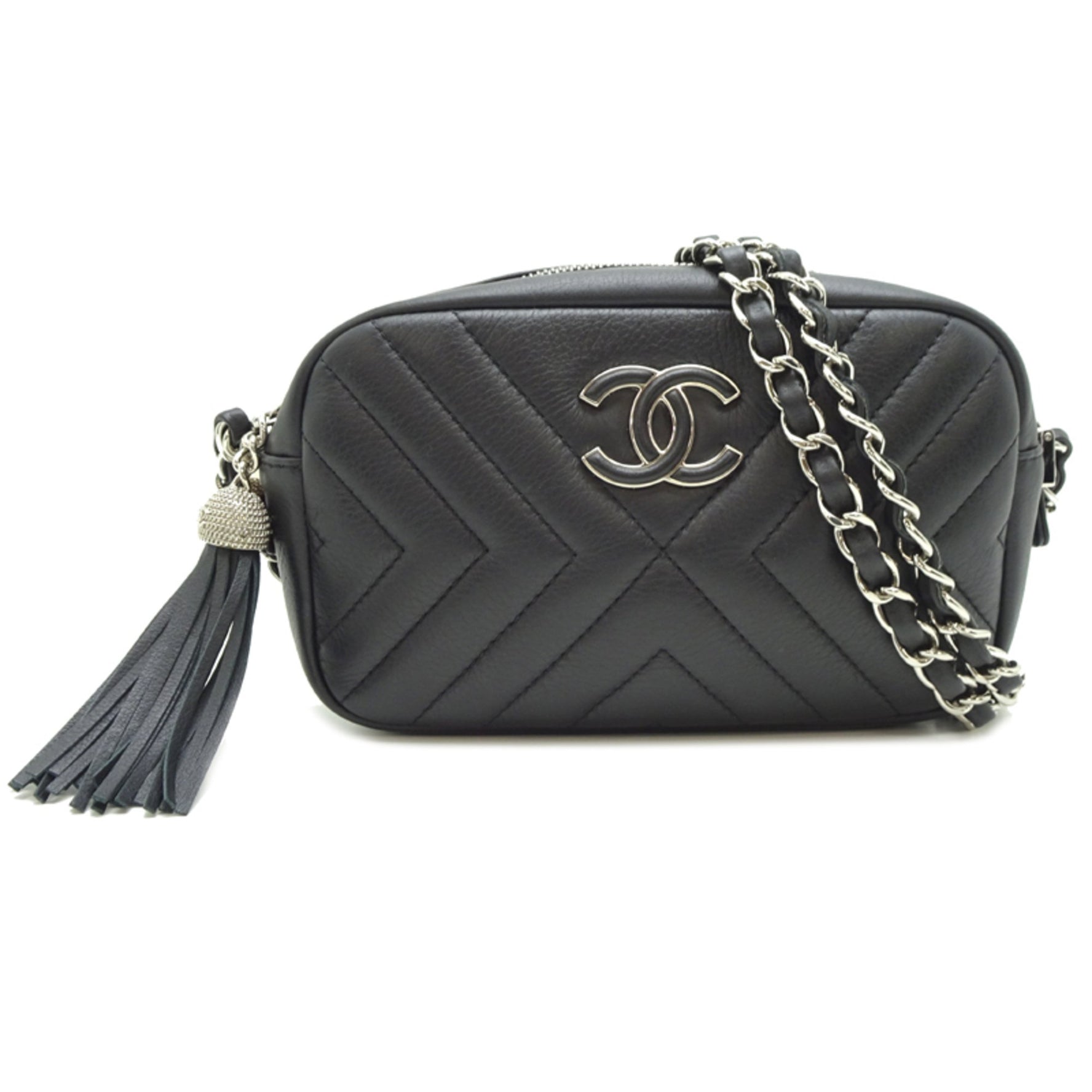 Chanel Chevron V-Stitch Chain Shoulder Bag in Lambskin
