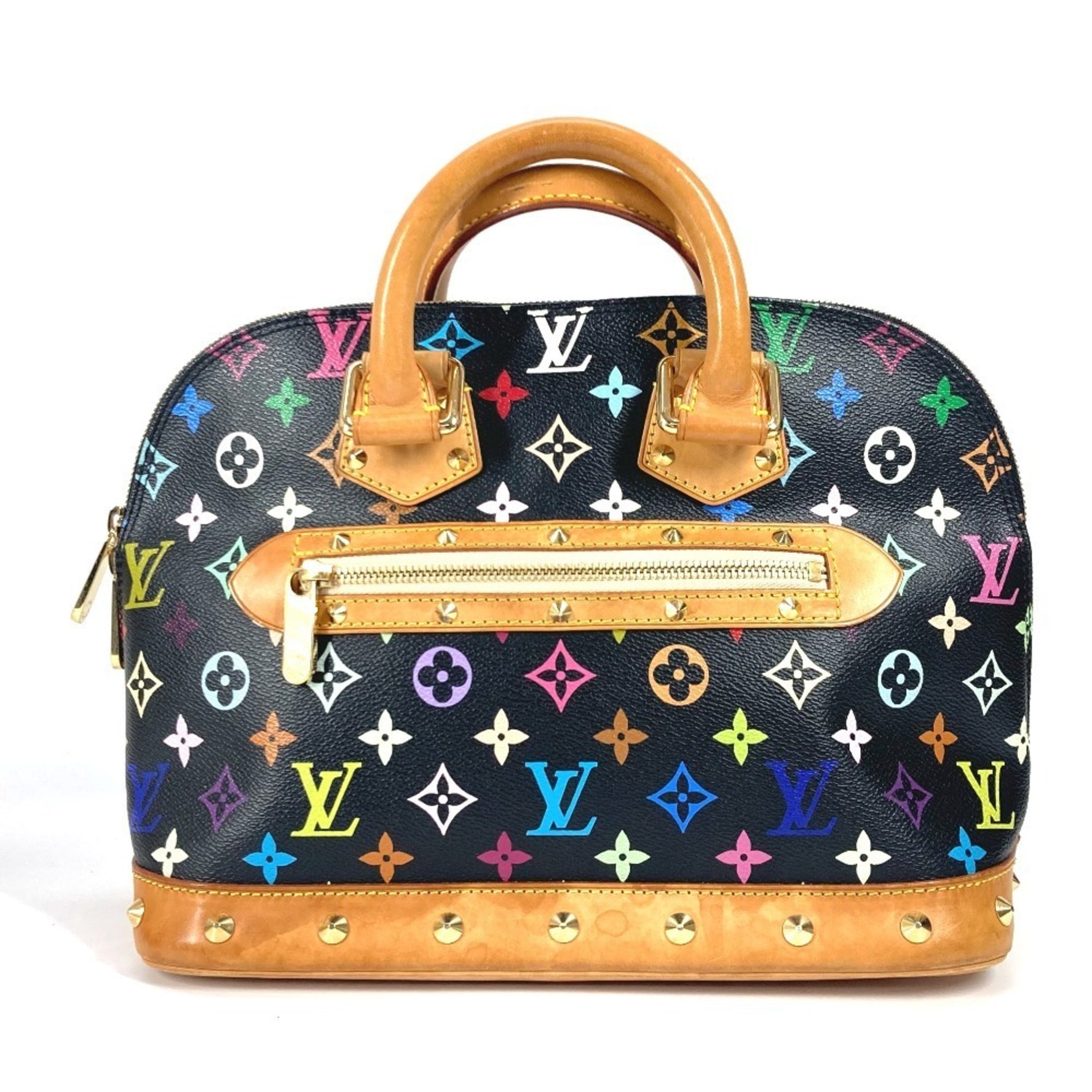 Louis Vuitton Monogram Multicolor Alma PM Tote Bag Handbag Canvas Noir Black