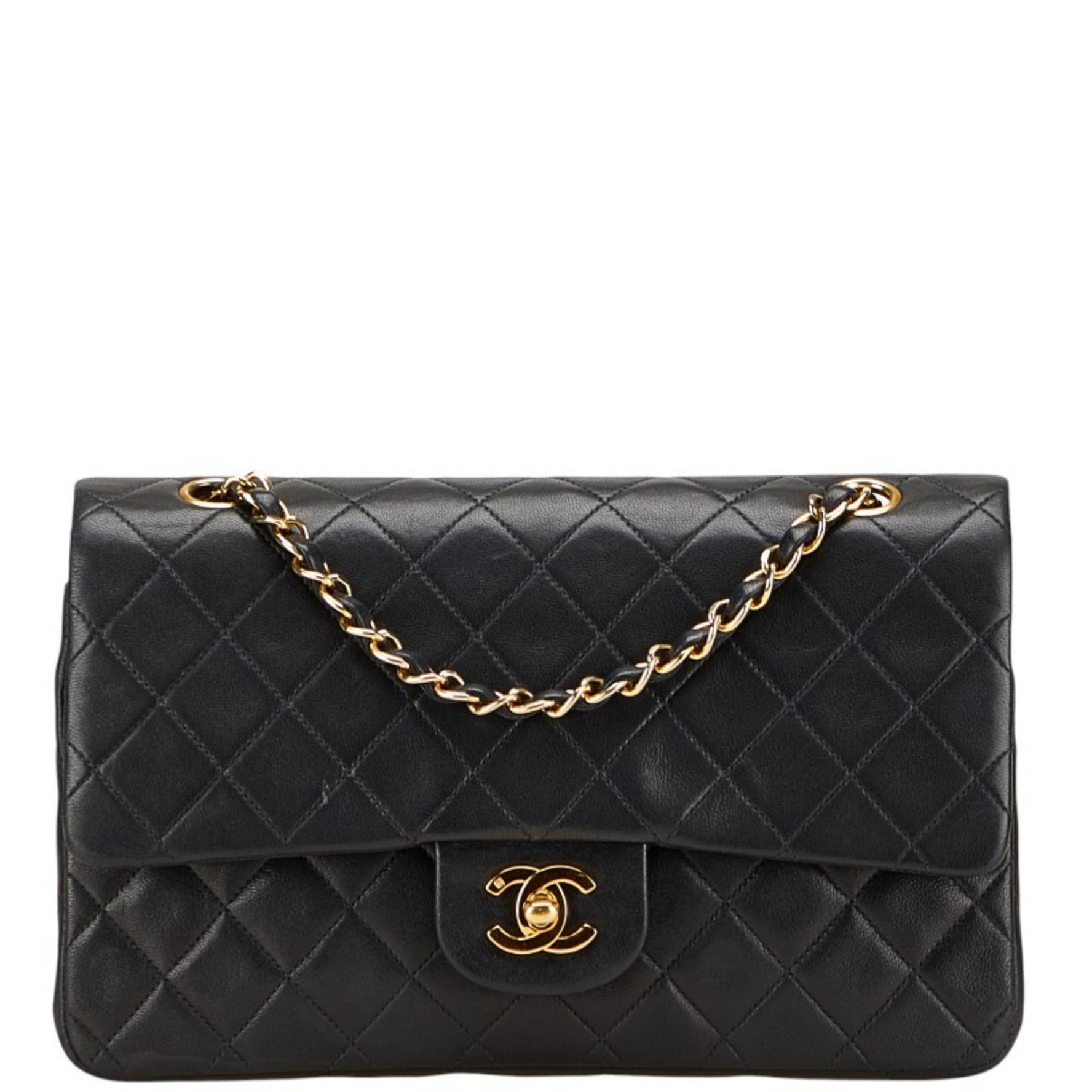 CHANEL Matelasse Coco Mark Double Flap Chain Shoulder Bag Handbag Lambskin