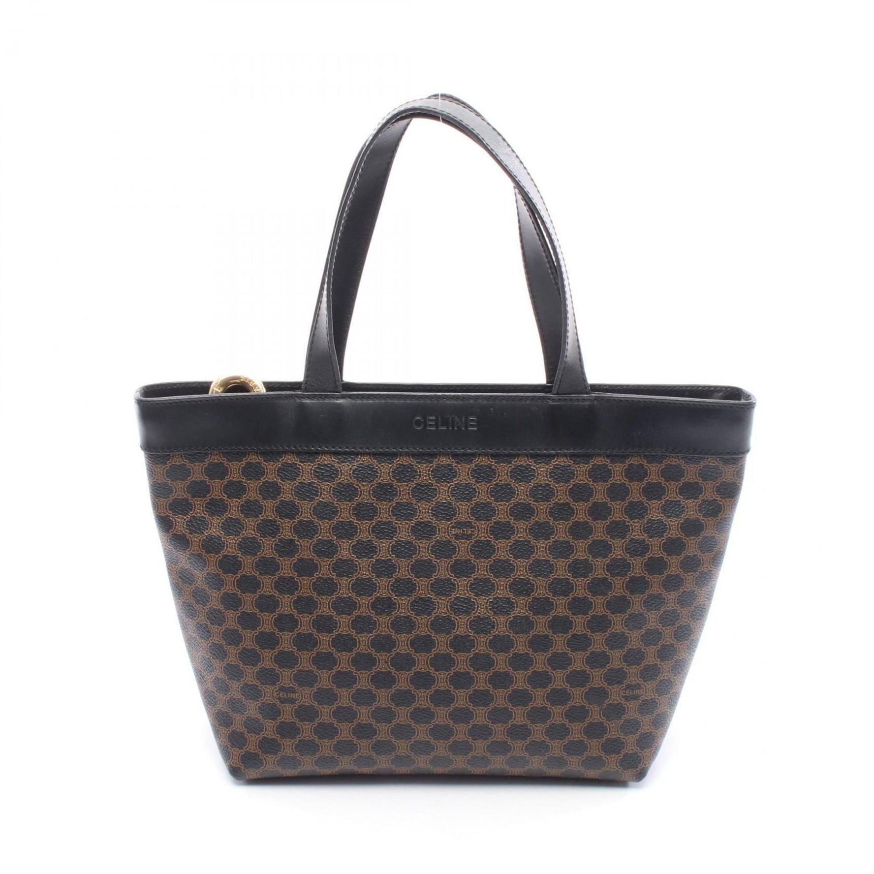 Celine Macadam Handbag, PVC-Coated Canvas and Leather, Brown/Black