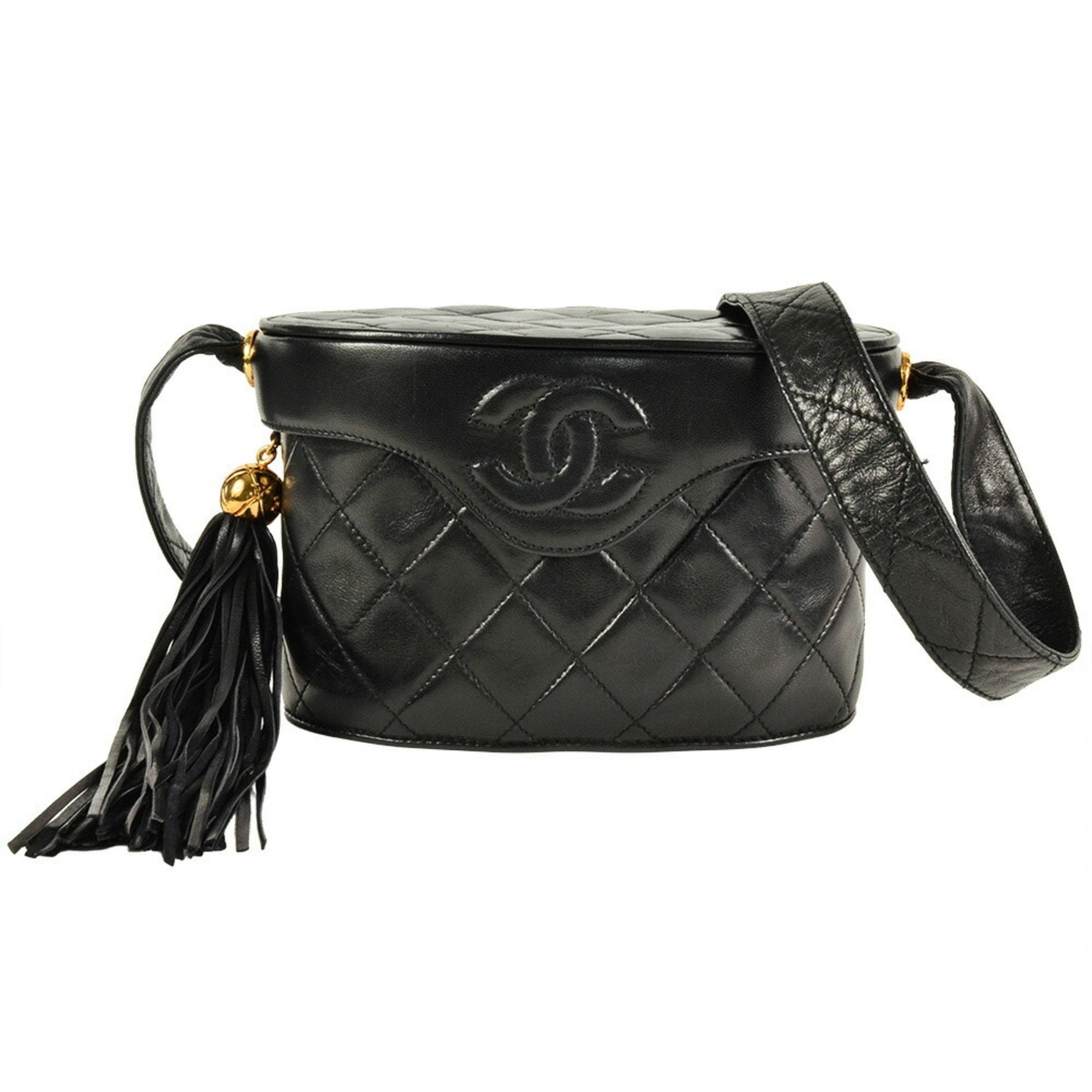 CHANEL Coco Mark Matelasse Tassel Shoulder Bag Lambskin