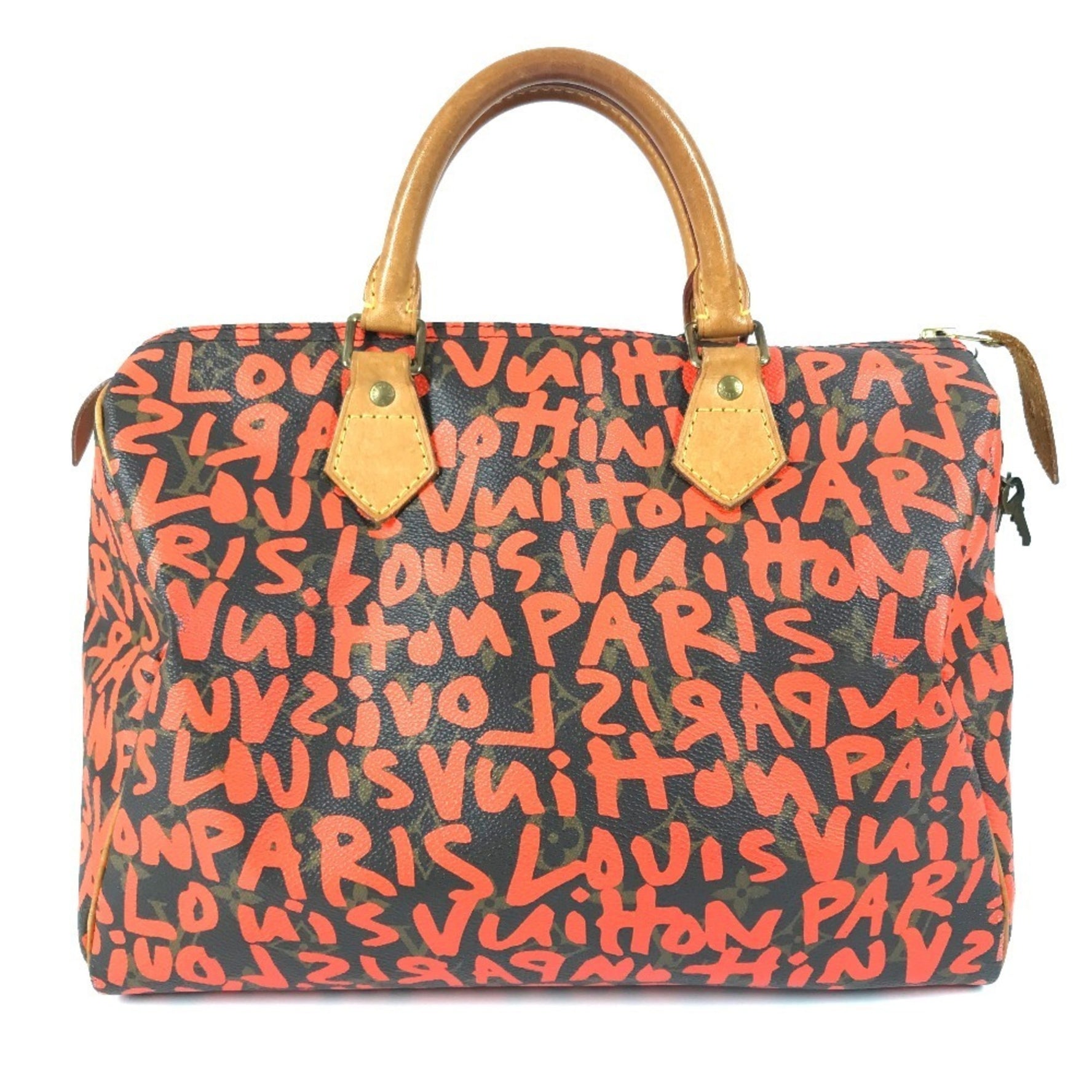 LOUIS VUITTON Monogram Graffiti Speedy 30 Bag Handbag Mini Boston Canvas Men's Women's Orange