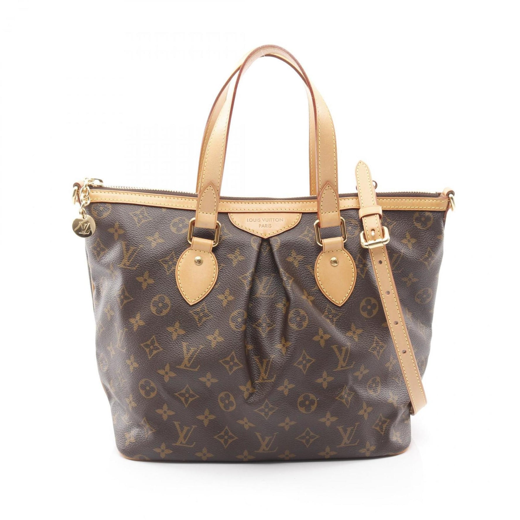 Louis Vuitton Palermo PM Handbag, Coated Canvas and Leather, Monogram, Brown