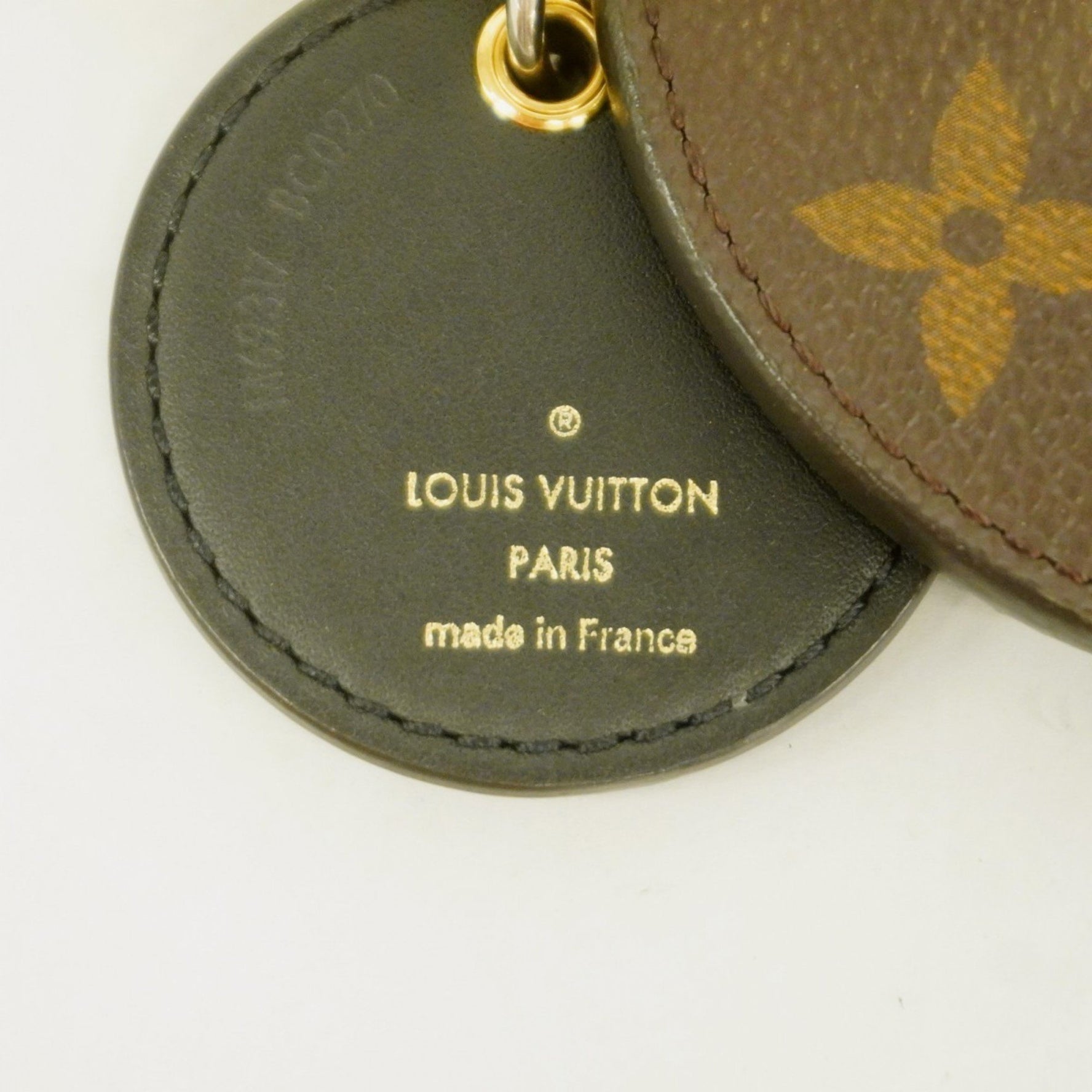 Louis Vuitton Monogram Giant Porte Clay Lustre Keychain M69317 Brown Women's