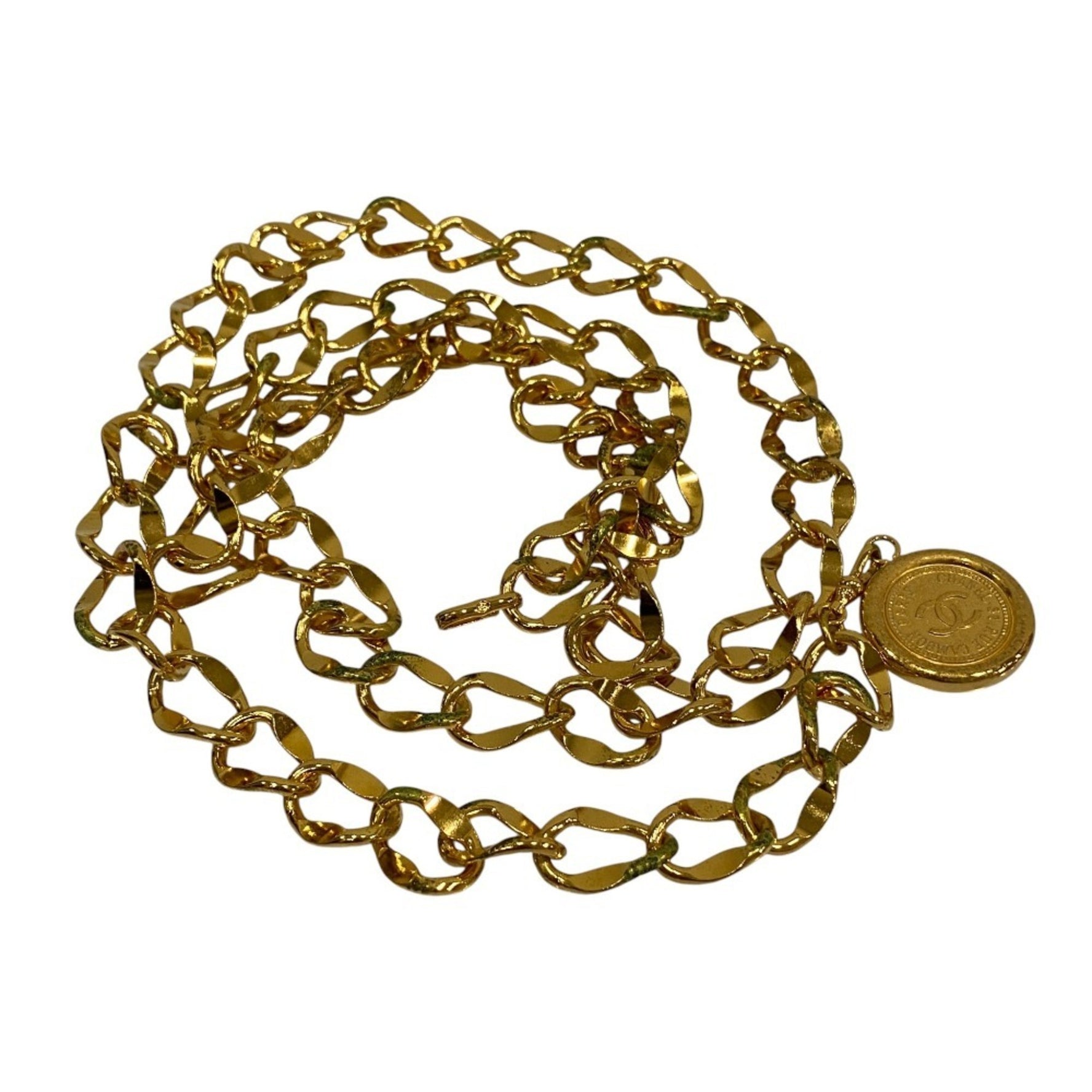CHANEL Vintage 31 RUE CAMBON Coco Mark Medal Chain Belt