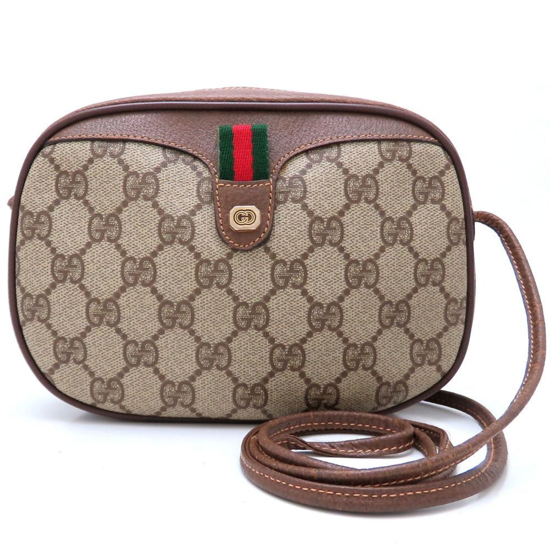 GUCCI GG Plus Sherry Line Old 007.58.6112 Shoulder Bag in Supreme Canvas and Leather, Ebony