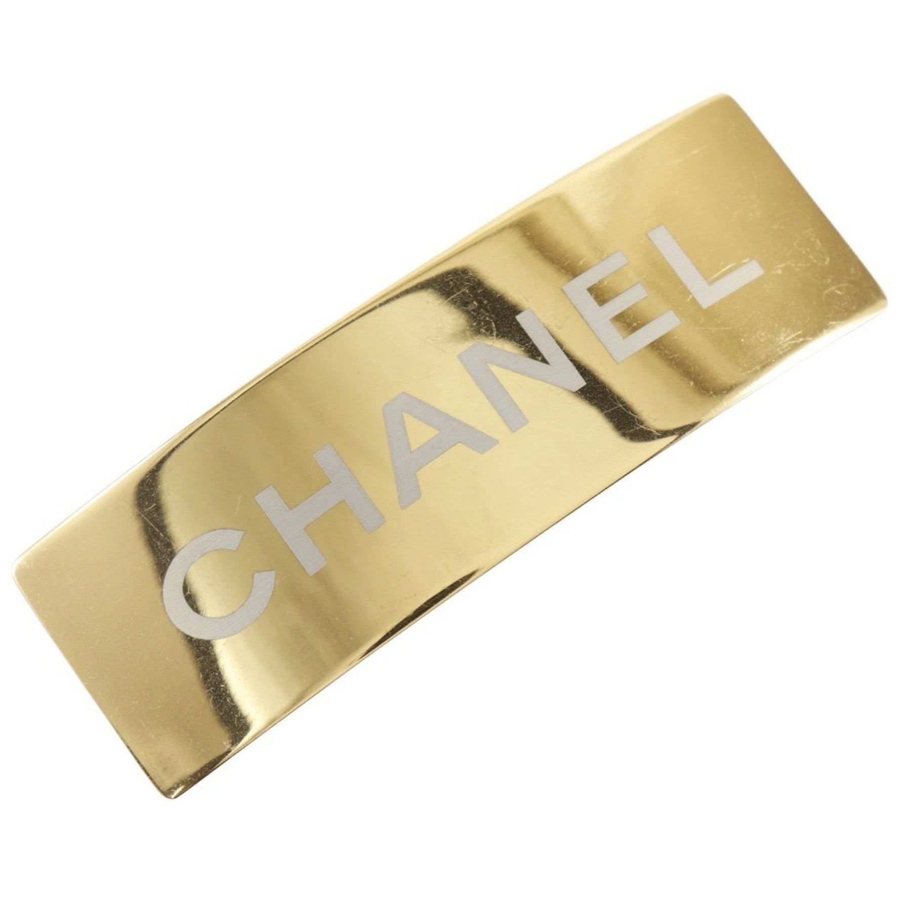 CHANEL Barrette Gold Plated Logo Women's