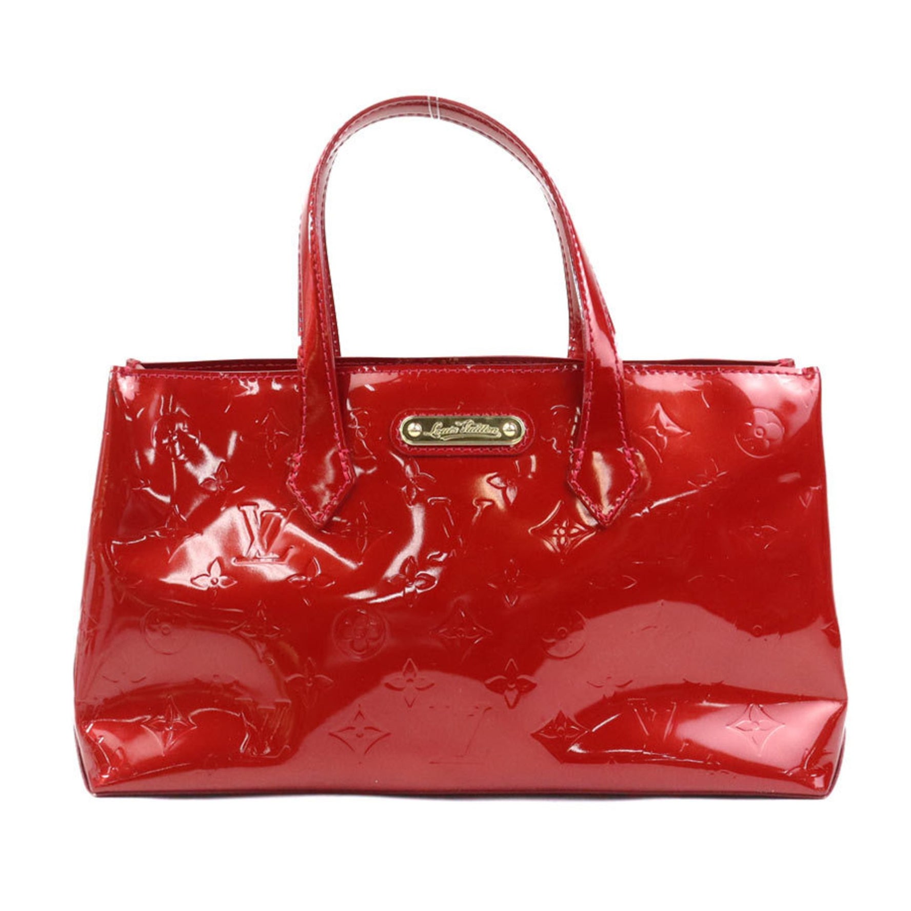 LOUIS VUITTON Handbag Monogram Vernis Wilshire PM Patent Leather Red Gold Women's M93642 w0904g