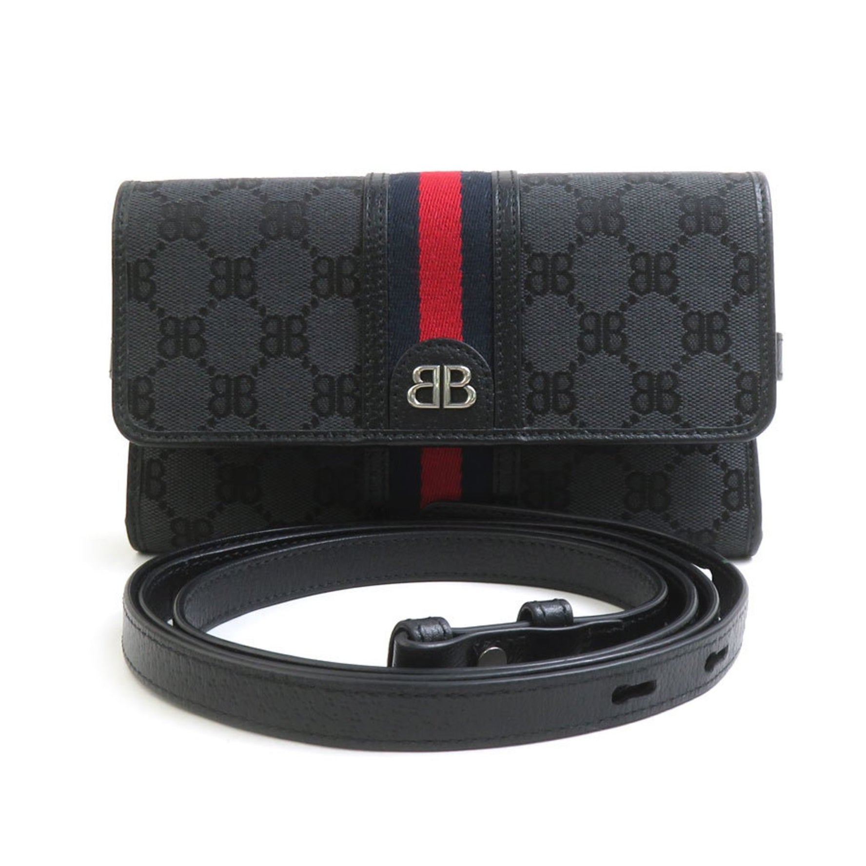 Balenciaga Shoulder Wallet in Collaboration with GUCCI, The Hacker Project Canvas and Leather