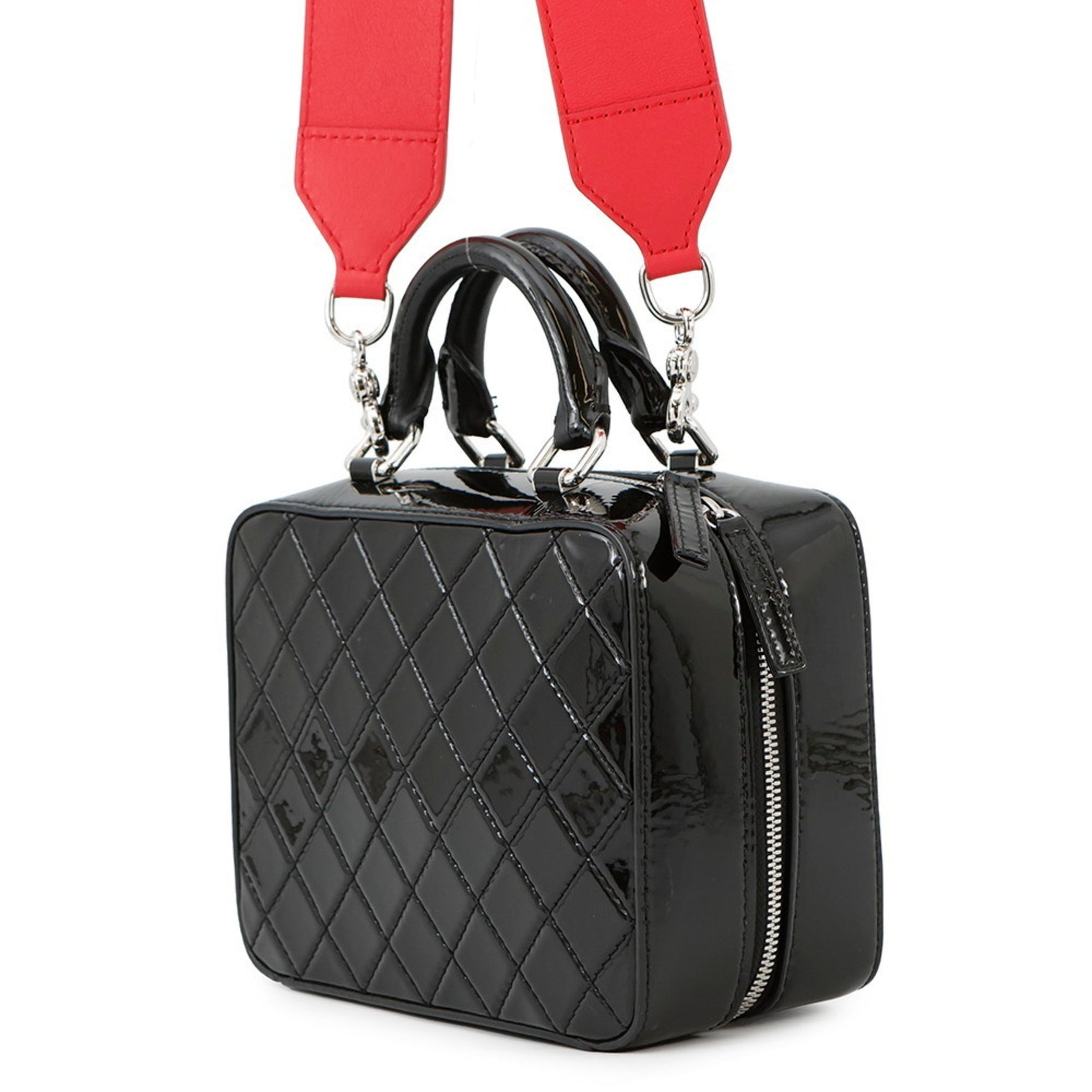 CHANEL Matelasse Handbag with Coco Mark and Patent Vanity Design Shoulder Bag