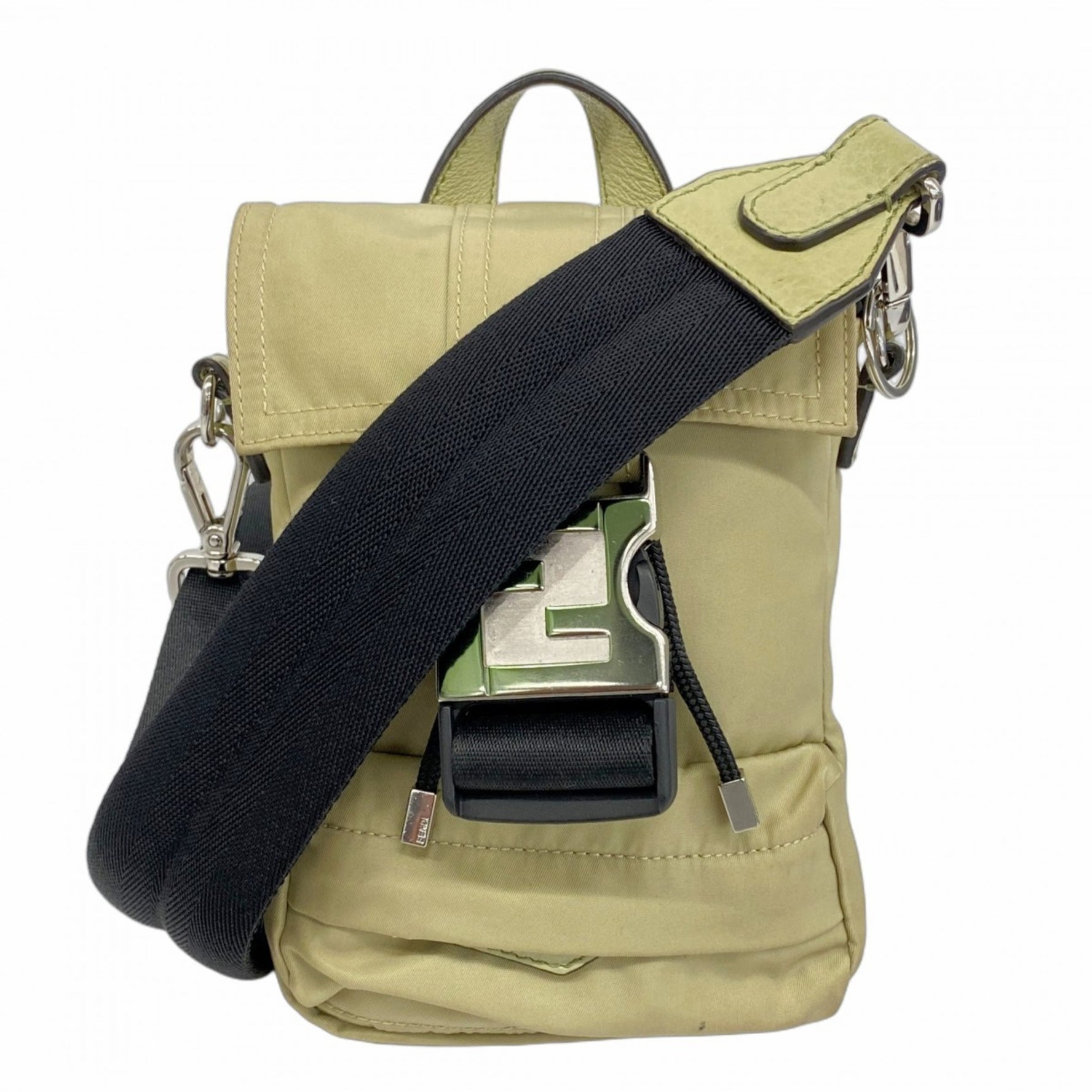 Fendi Shoulder Bag, Fendines Nylon, Beige, Black, Men's and